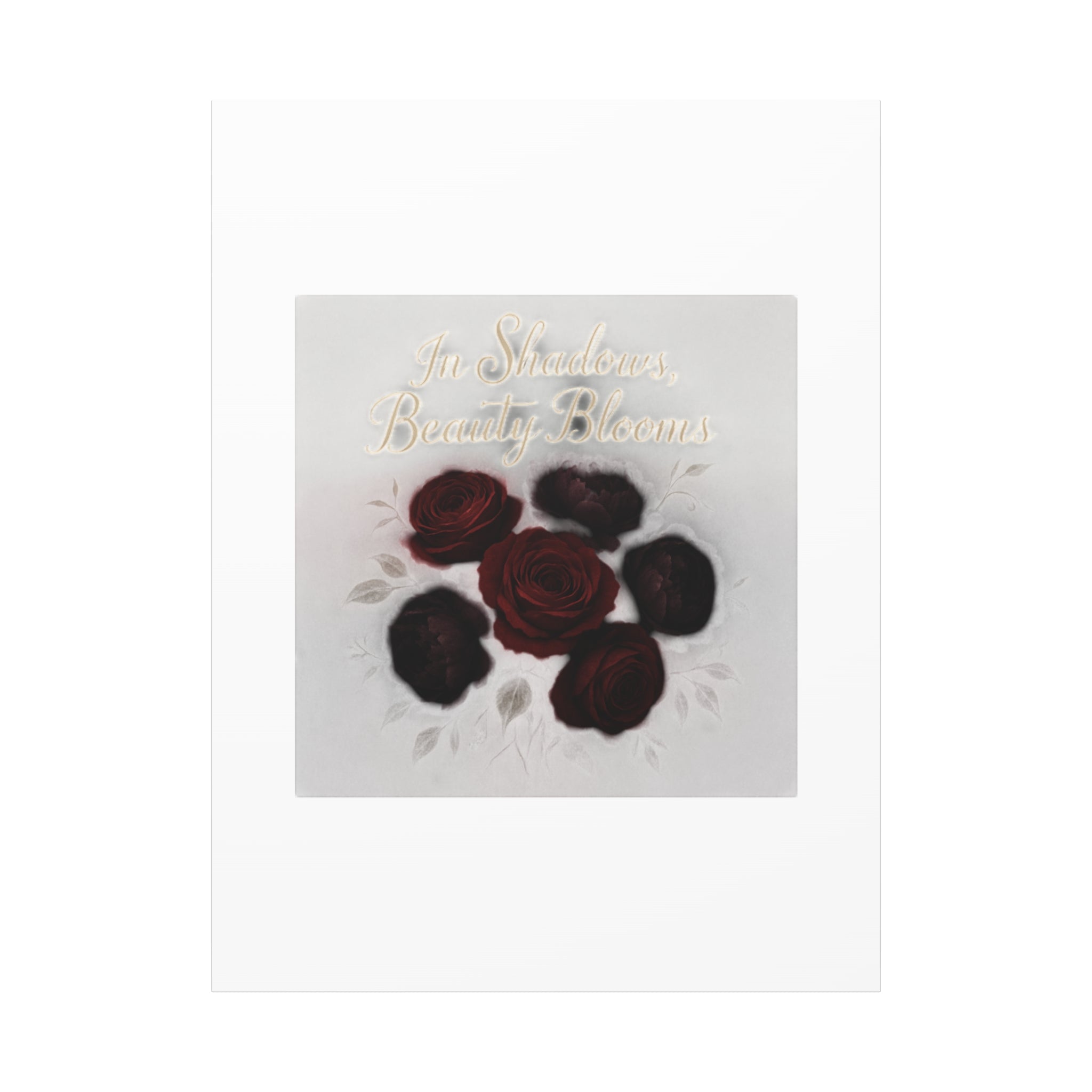 Canvas Wall Art - "In Shadows, Beauty Blooms" Dark Red Roses Stretched 1.25"