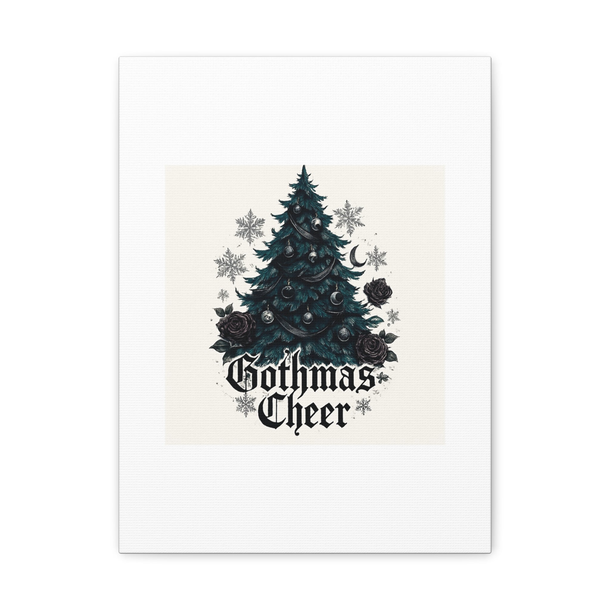 Gothmas Cheer Canvas Art — Gothic Christmas Tree Wall Decor