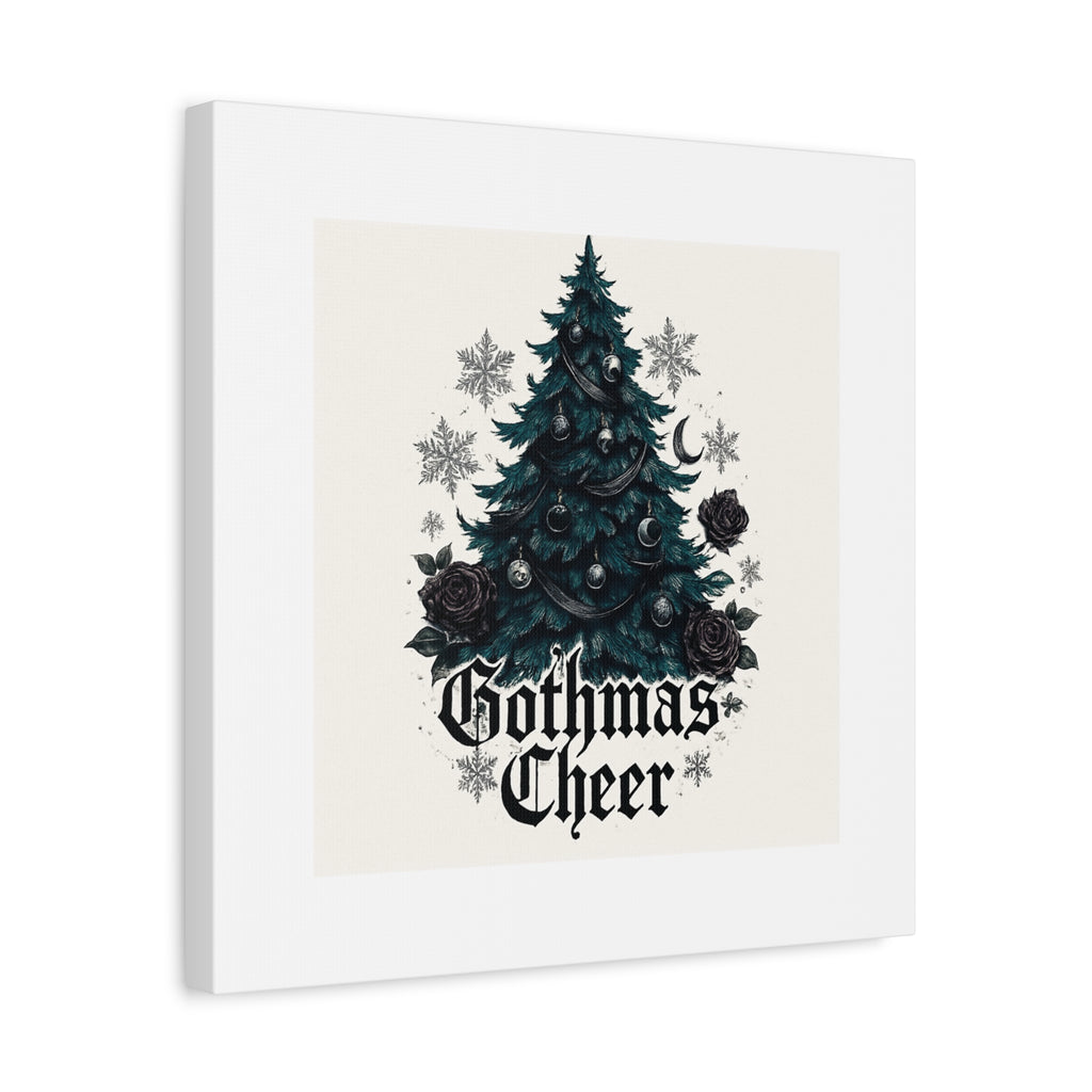 Gothmas Cheer Canvas Art — Gothic Christmas Tree Wall Decor