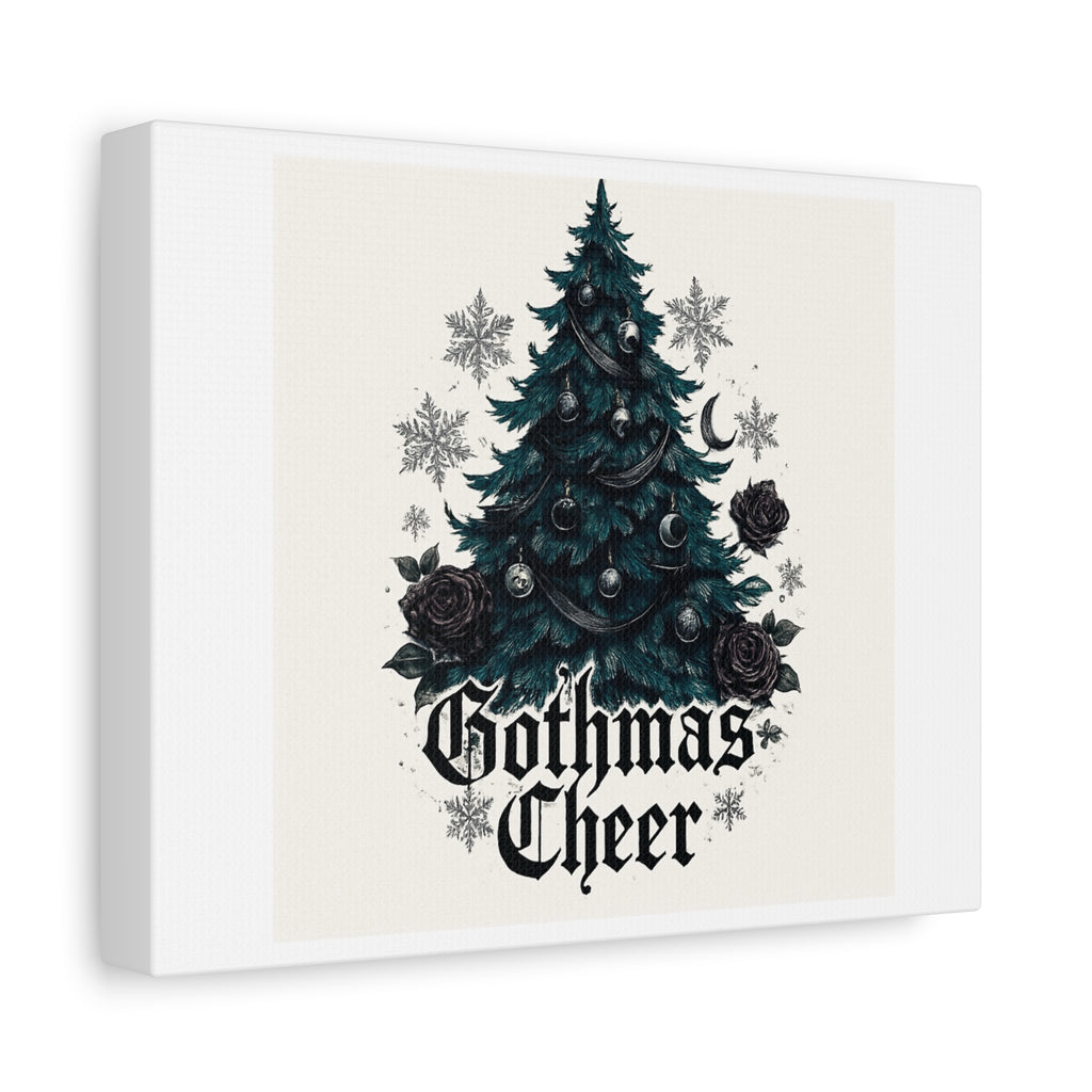Gothmas Cheer Canvas Art — Gothic Christmas Tree Wall Decor