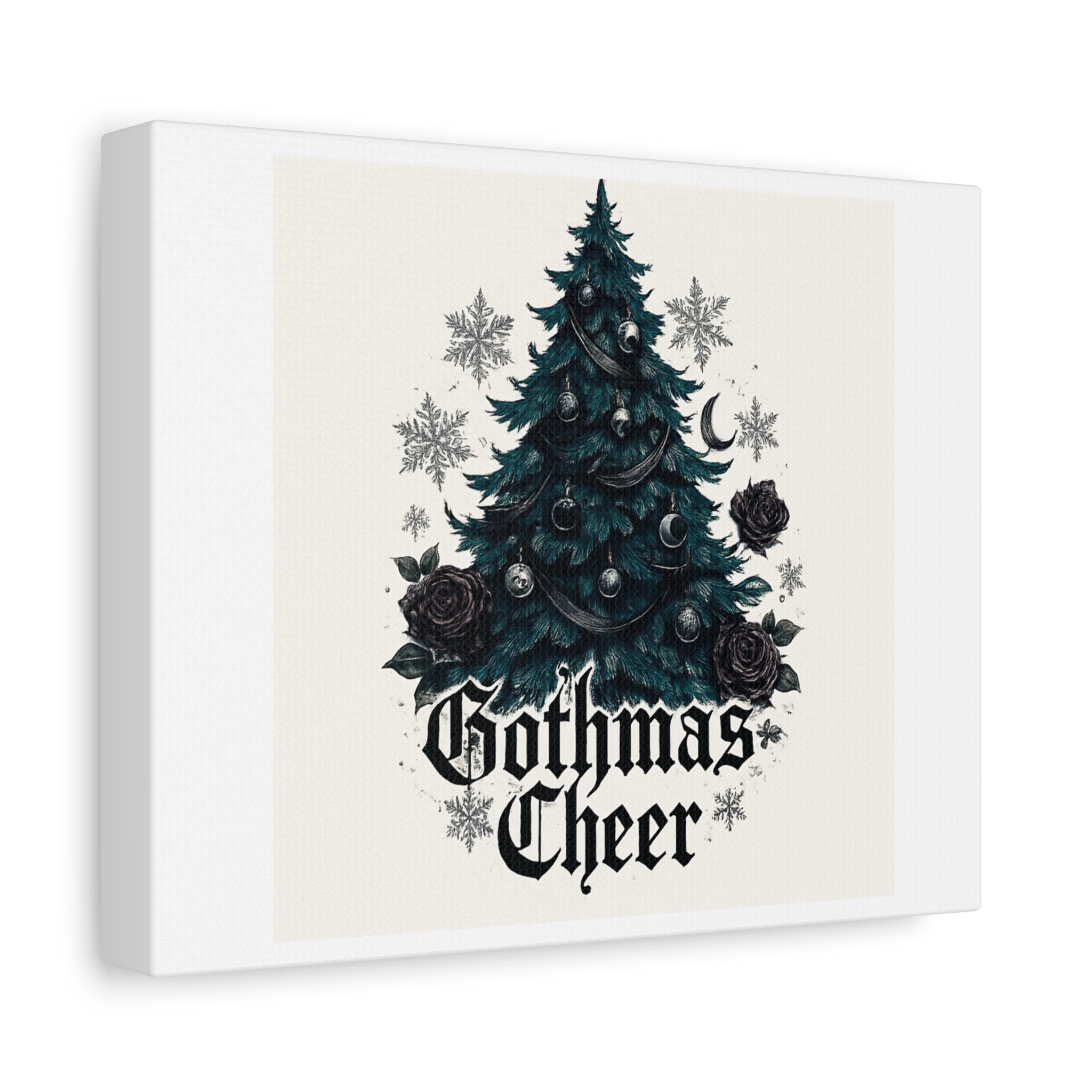 Gothmas Cheer Canvas Art — Gothic Christmas Tree Wall Decor