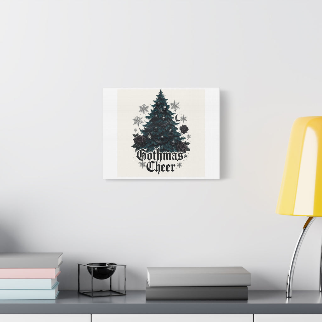 Gothmas Cheer Canvas Art — Gothic Christmas Tree Wall Decor