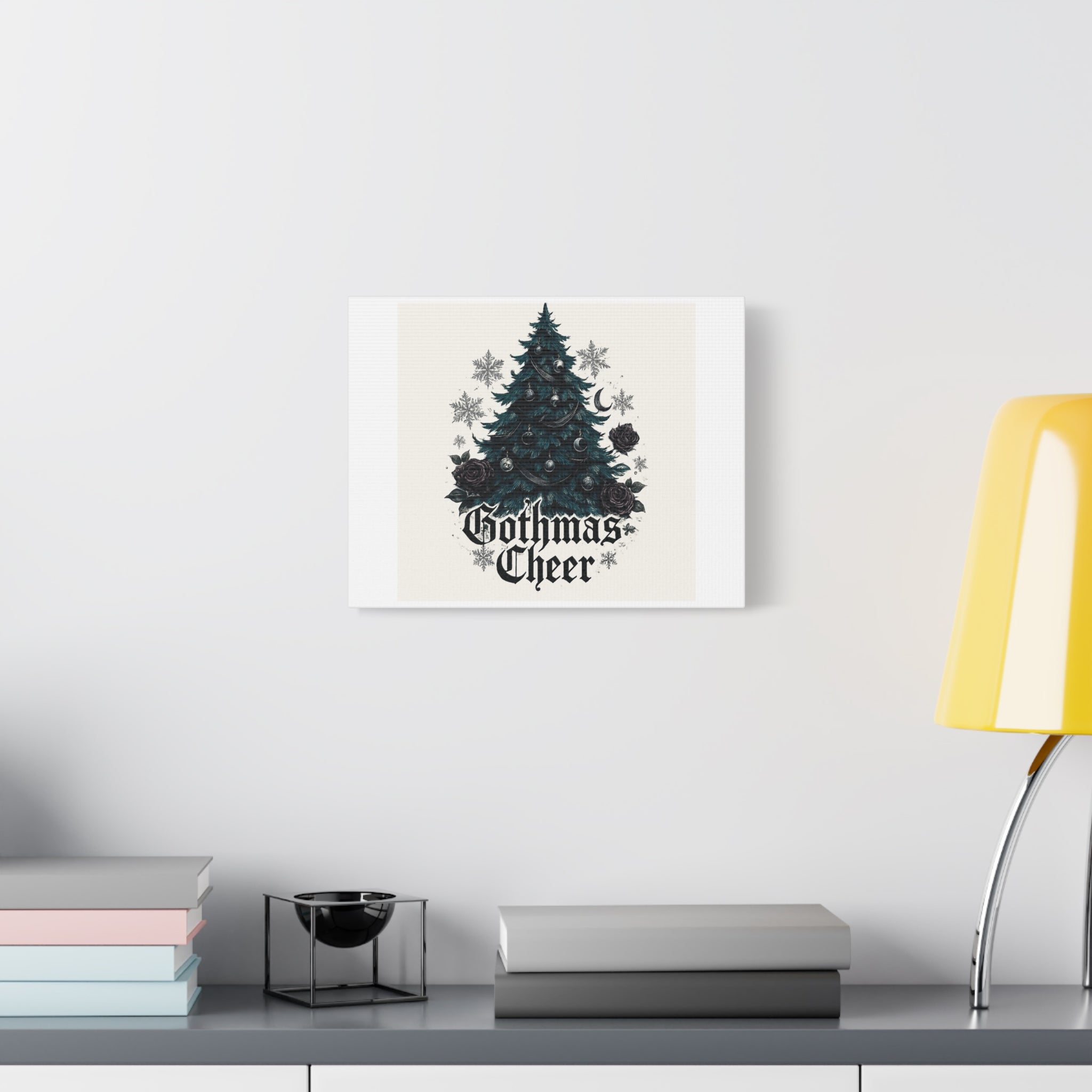 Gothmas Cheer Canvas Art — Gothic Christmas Tree Wall Decor