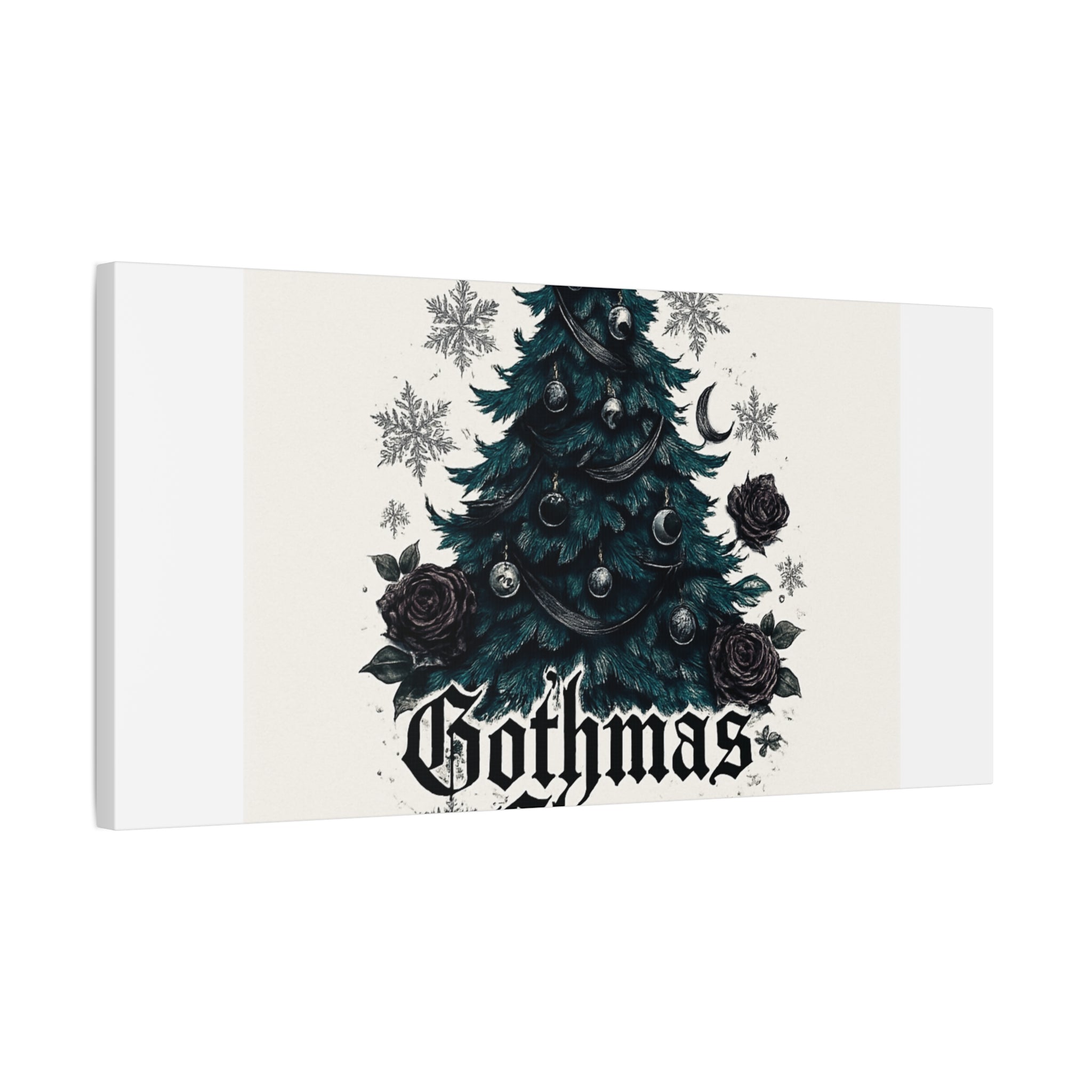 Gothmas Cheer Canvas Art — Gothic Christmas Tree Wall Decor