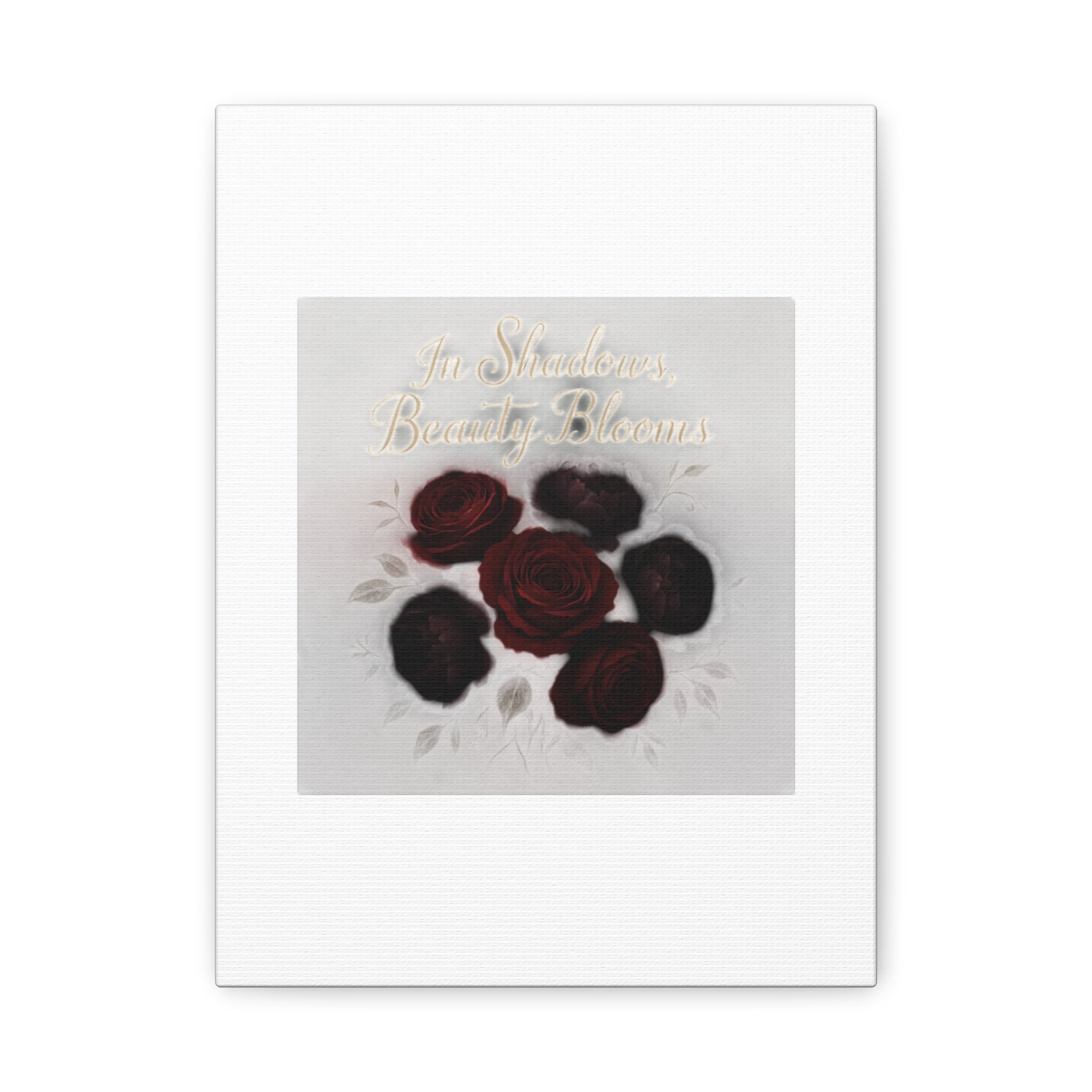 Canvas Wall Art - "In Shadows, Beauty Blooms" Dark Red Roses Stretched 1.25"