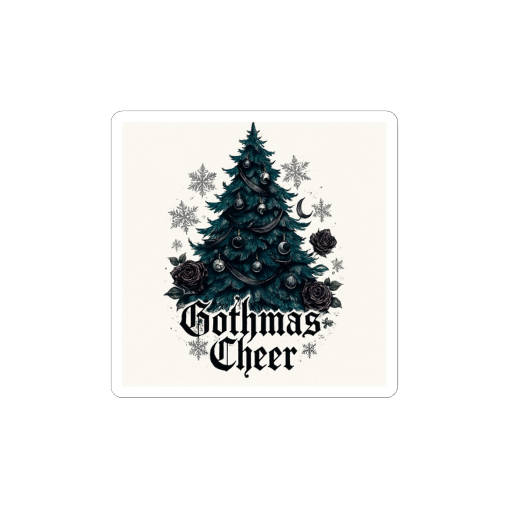 Gothmas Cheer Sticker — Gothic Christmas Tree Kiss-Cut Sticker