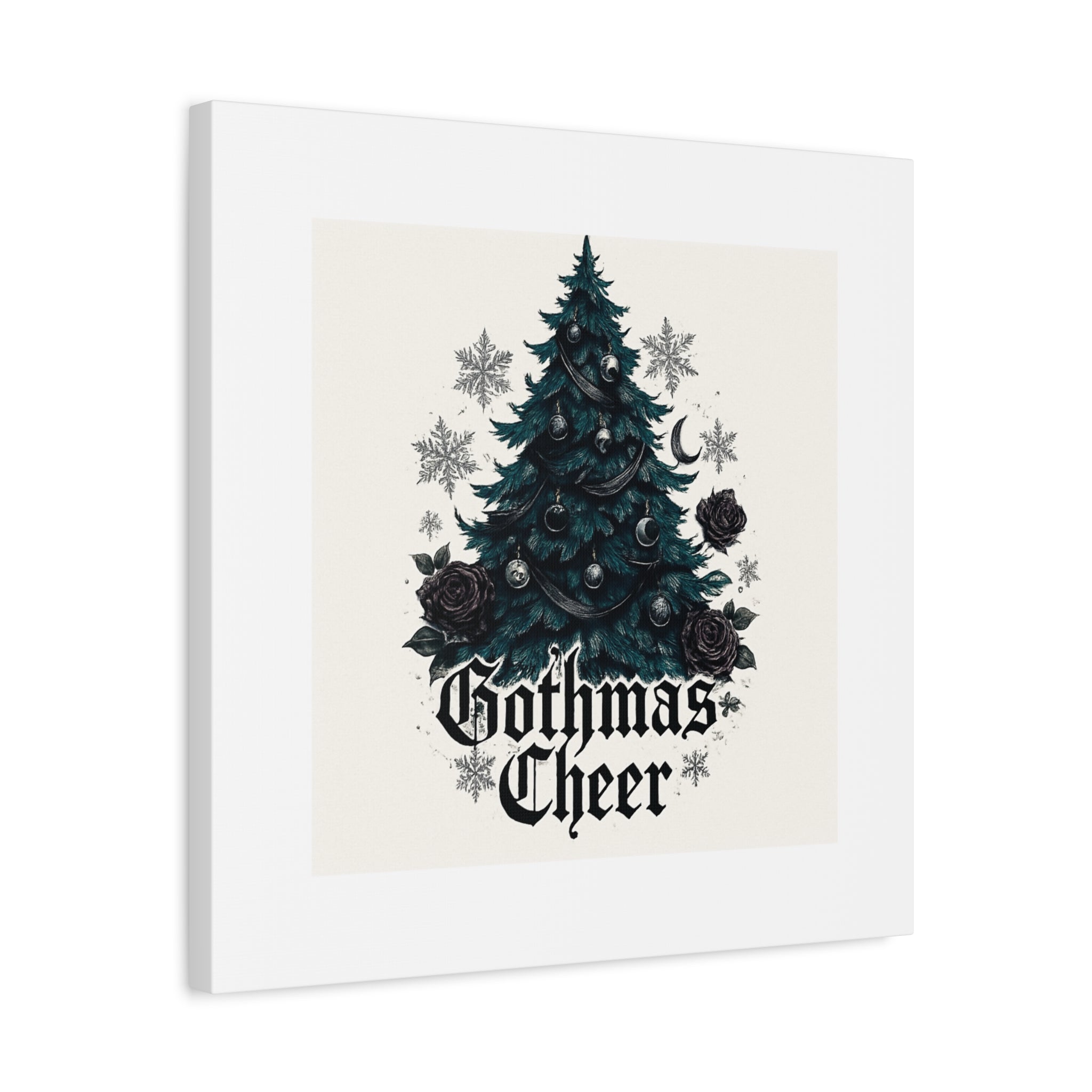 Gothmas Cheer Canvas Art — Gothic Christmas Tree Wall Decor