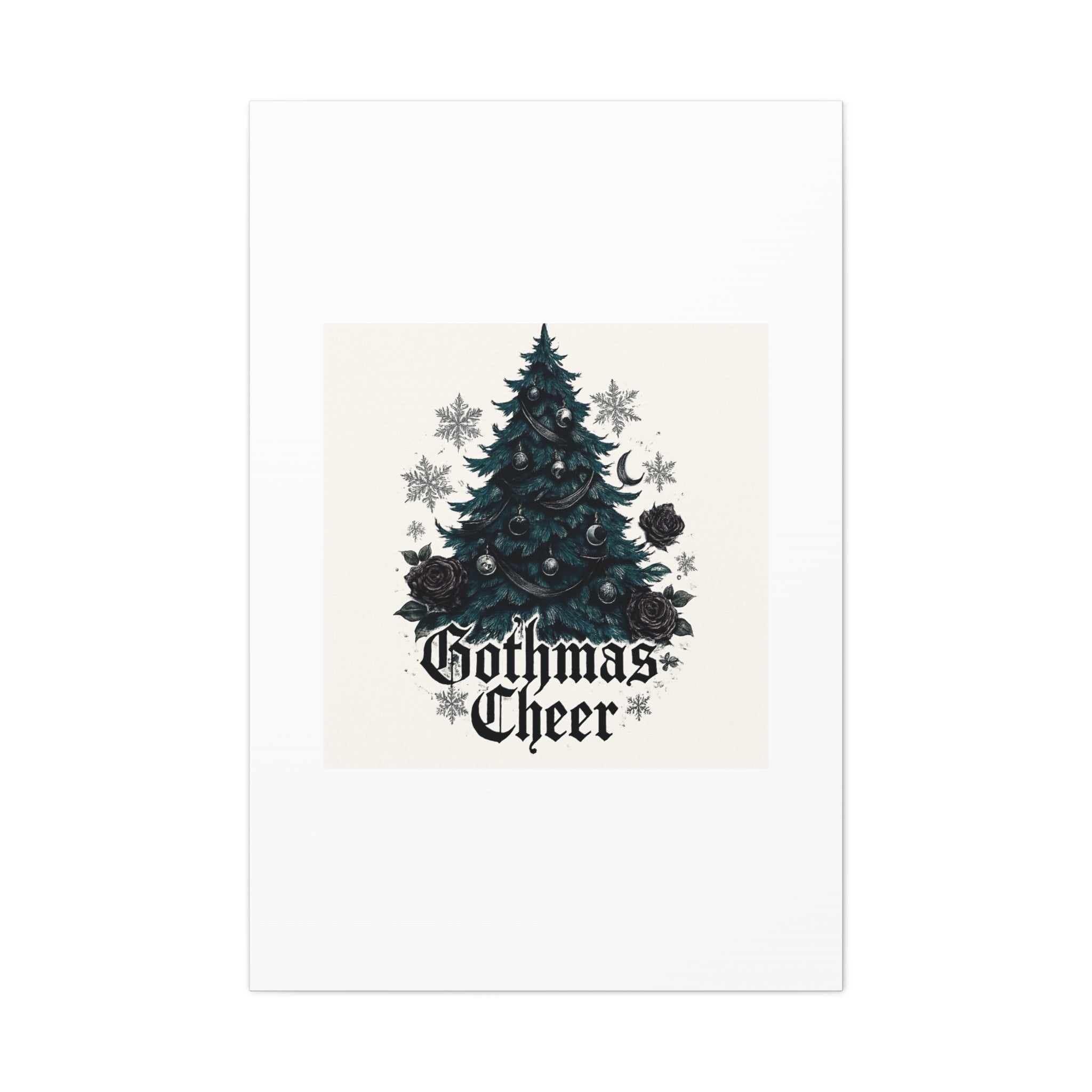 Gothmas Cheer Canvas Art — Gothic Christmas Tree Wall Decor