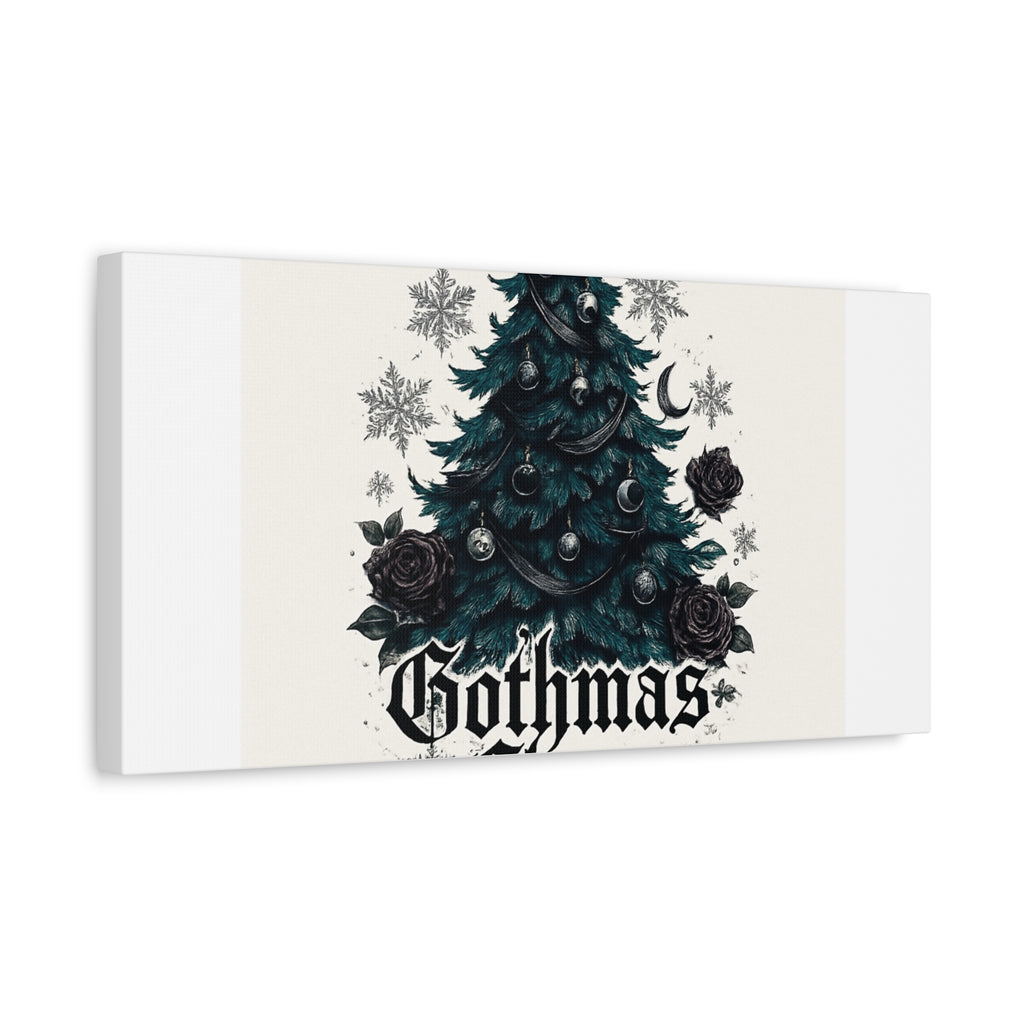 Gothmas Cheer Canvas Art — Gothic Christmas Tree Wall Decor