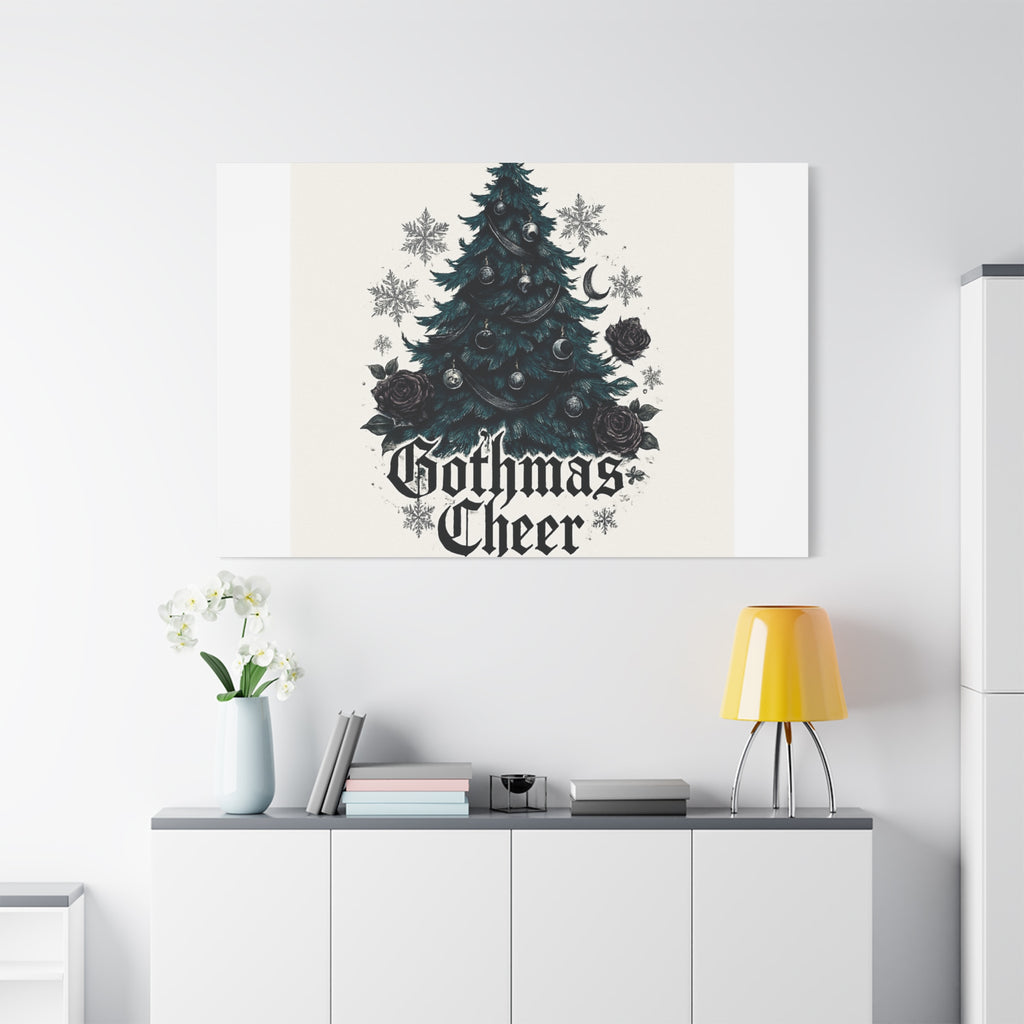 Gothmas Cheer Canvas Art — Gothic Christmas Tree Wall Decor