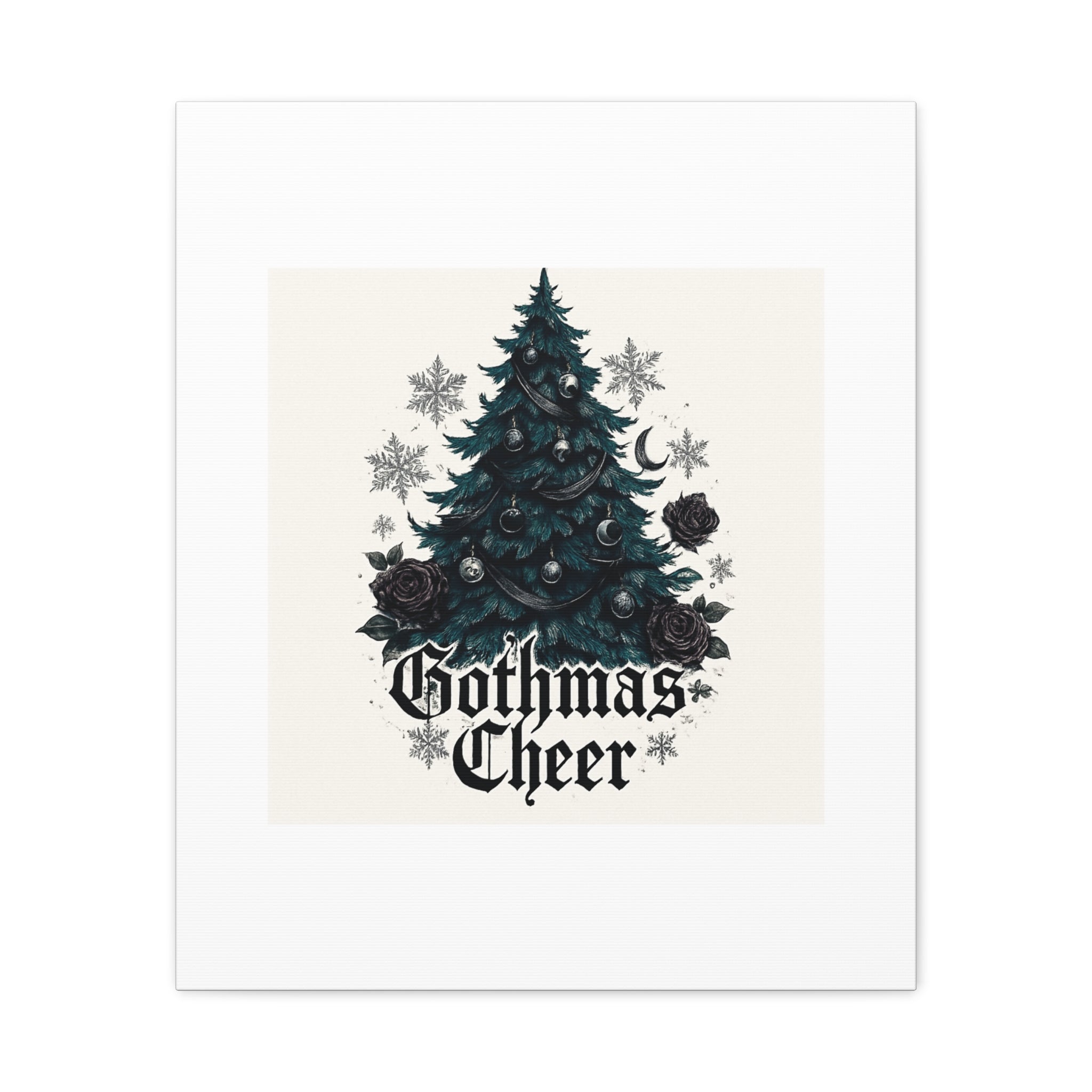 Gothmas Cheer Canvas Art — Gothic Christmas Tree Wall Decor