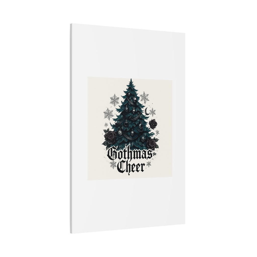 Gothmas Cheer Canvas Art — Gothic Christmas Tree Wall Decor