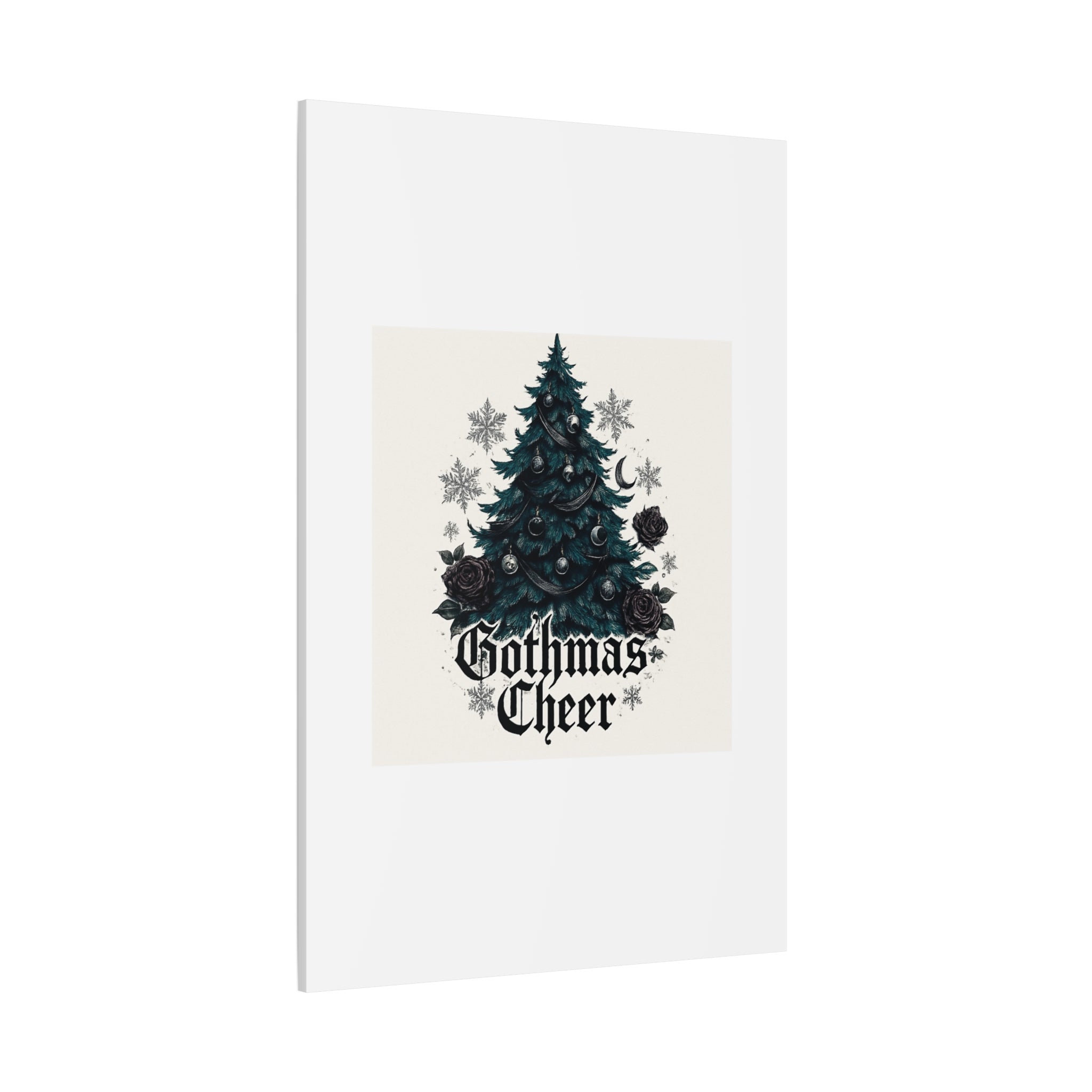 Gothmas Cheer Canvas Art — Gothic Christmas Tree Wall Decor