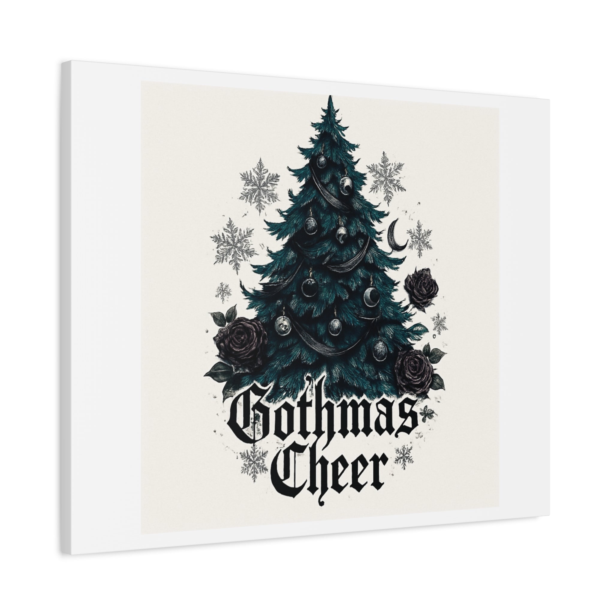 Gothmas Cheer Canvas Art — Gothic Christmas Tree Wall Decor