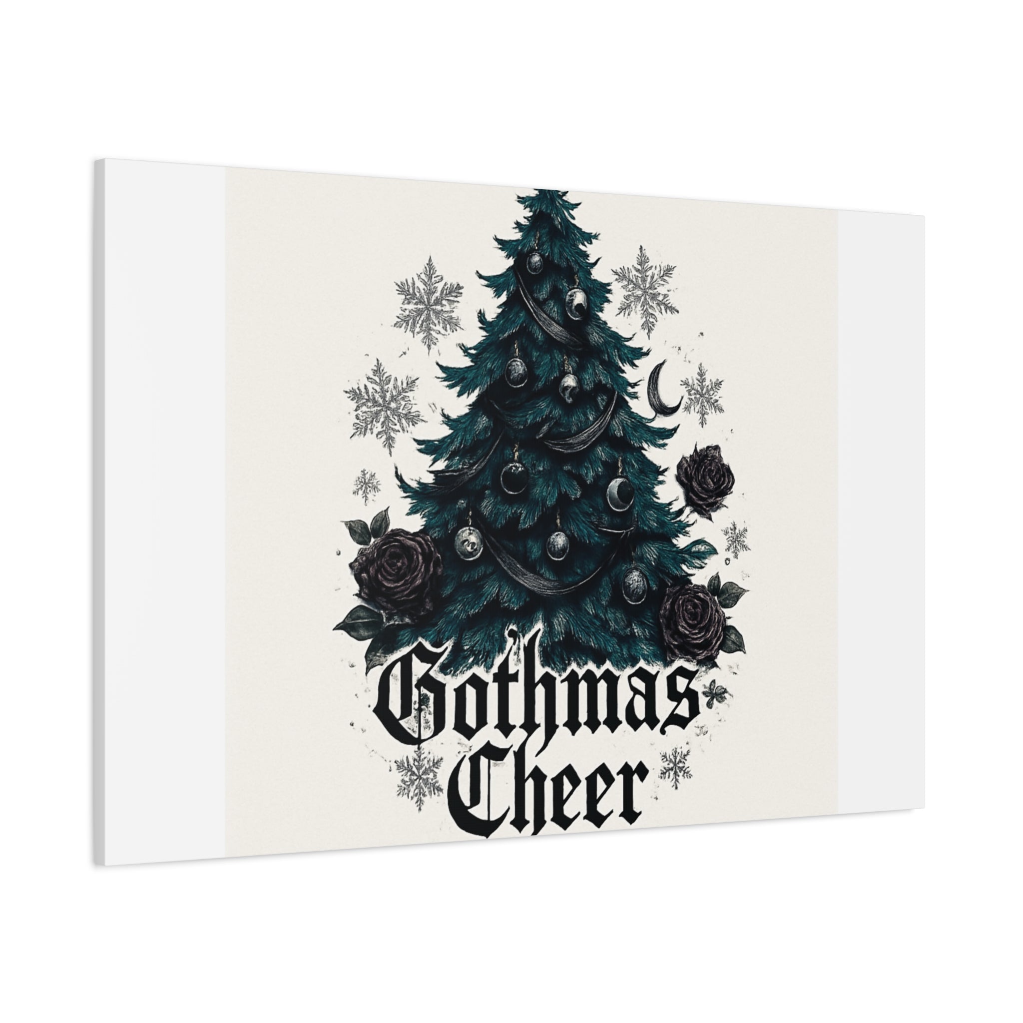 Gothmas Cheer Canvas Art — Gothic Christmas Tree Wall Decor
