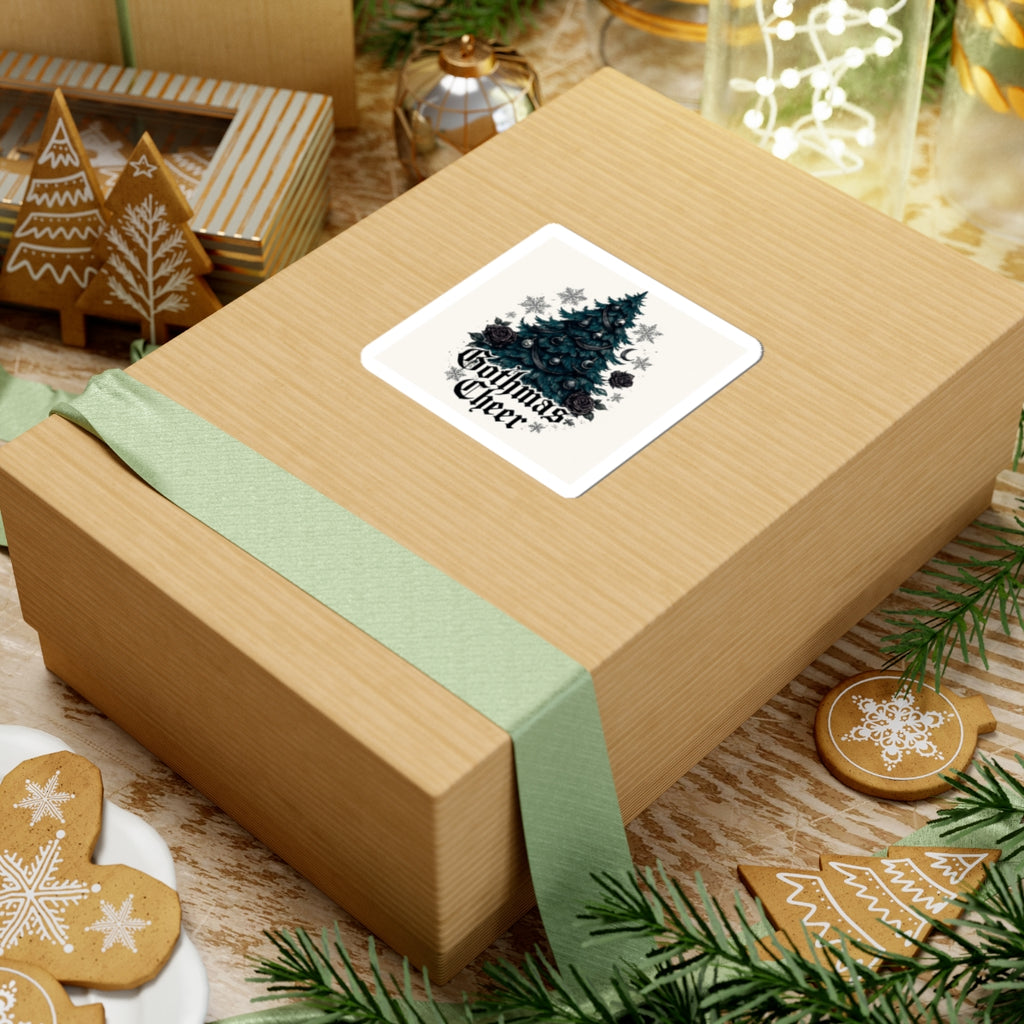 Gothmas Cheer Sticker — Gothic Christmas Tree Kiss-Cut Sticker