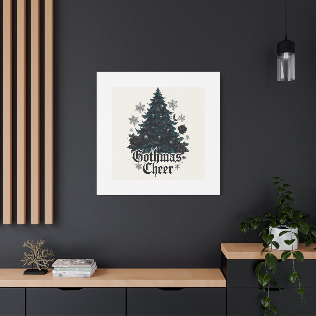 Gothmas Cheer Canvas Art — Gothic Christmas Tree Wall Decor