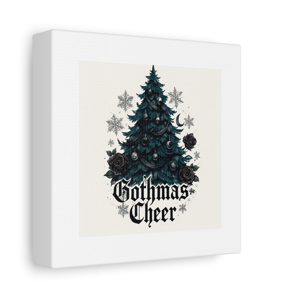 Gothmas Cheer Canvas Art — Gothic Christmas Tree Wall Decor