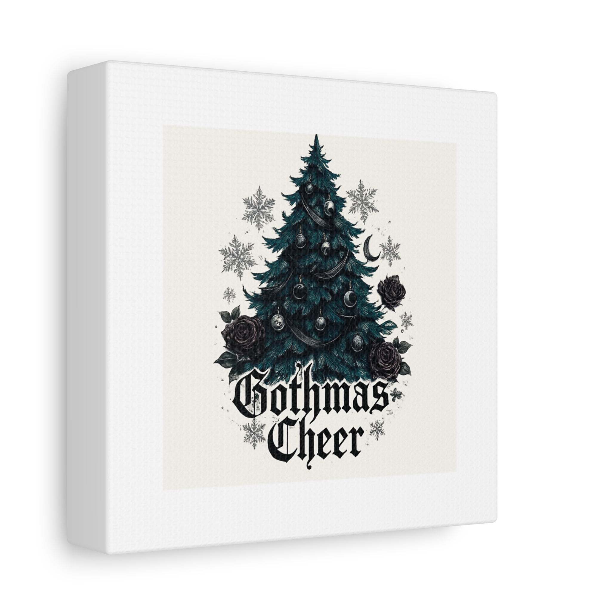 Gothmas Cheer Canvas Art — Gothic Christmas Tree Wall Decor