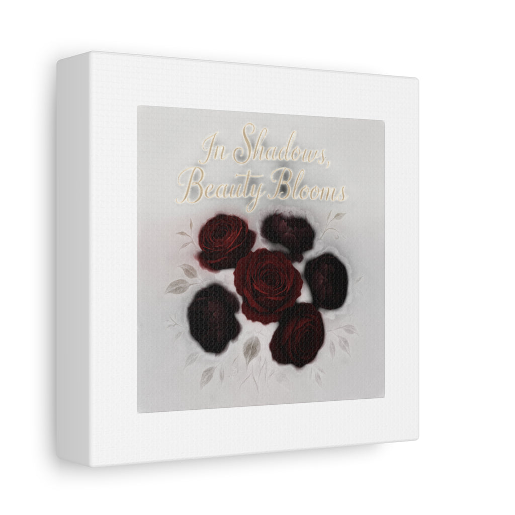 Canvas Wall Art - "In Shadows, Beauty Blooms" Dark Red Roses Stretched 1.25"