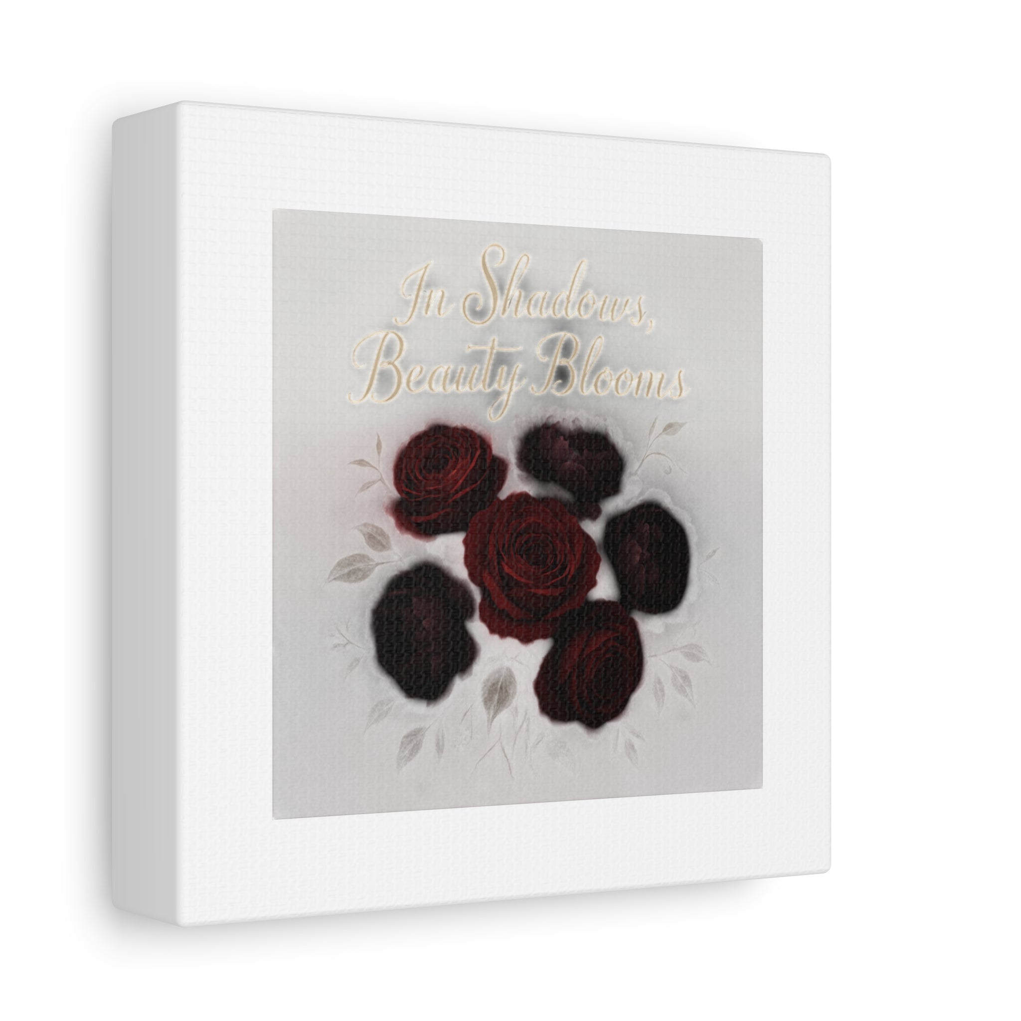 Canvas Wall Art - "In Shadows, Beauty Blooms" Dark Red Roses Stretched 1.25"
