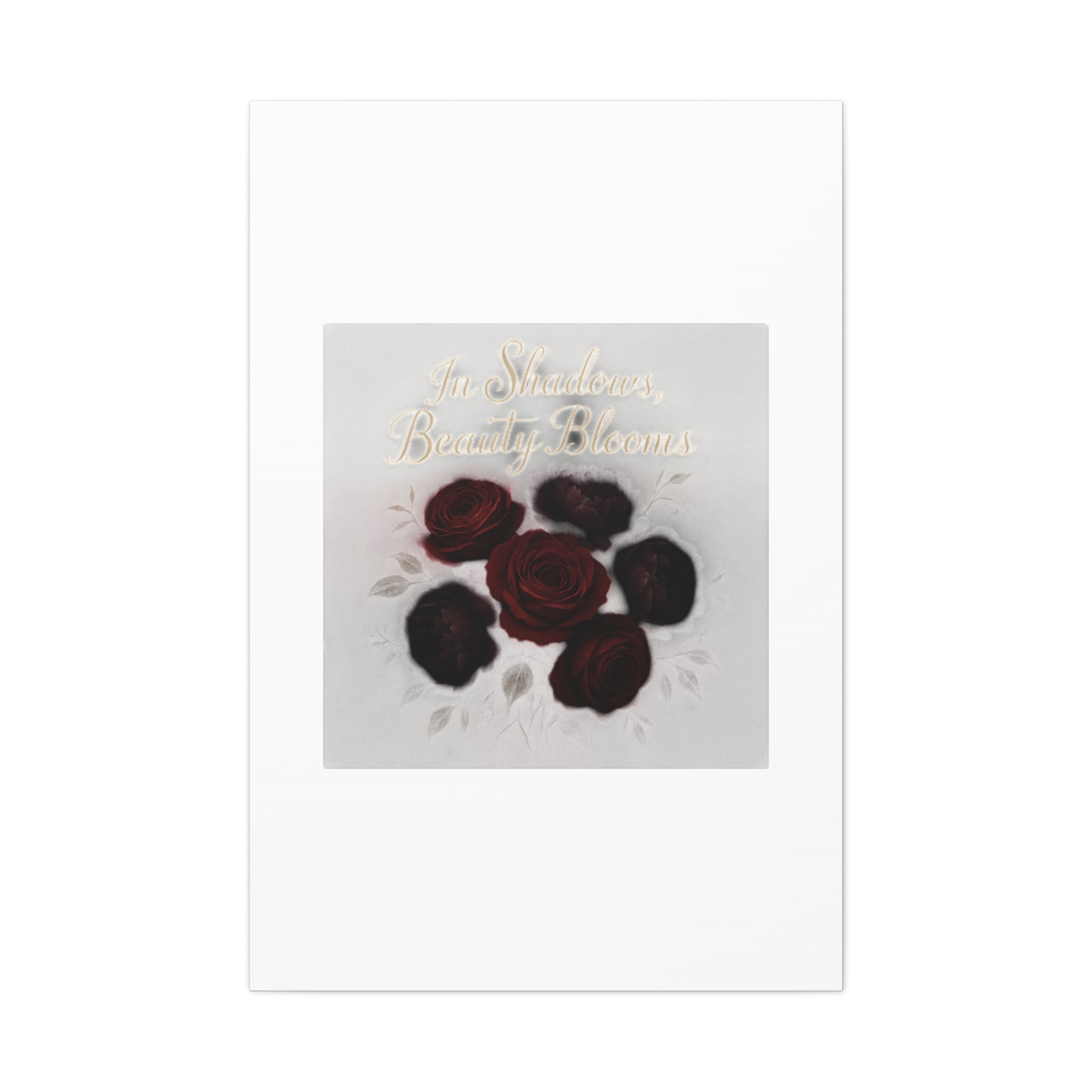 Canvas Wall Art - "In Shadows, Beauty Blooms" Dark Red Roses Stretched 1.25"