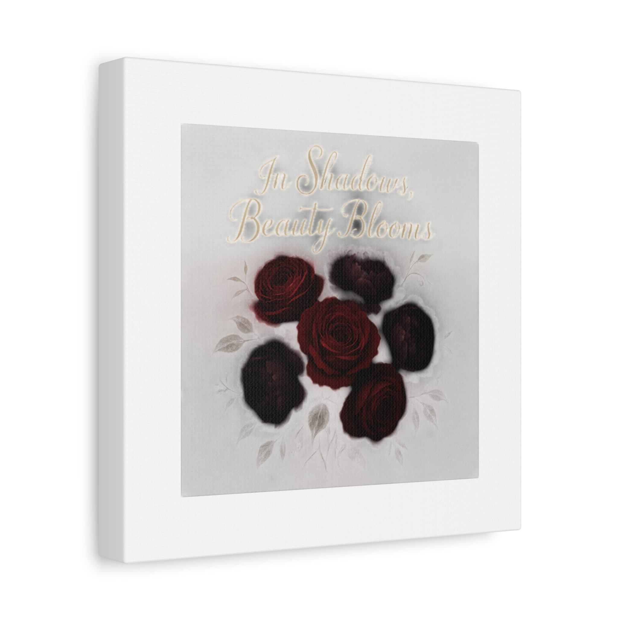 Canvas Wall Art - "In Shadows, Beauty Blooms" Dark Red Roses Stretched 1.25"