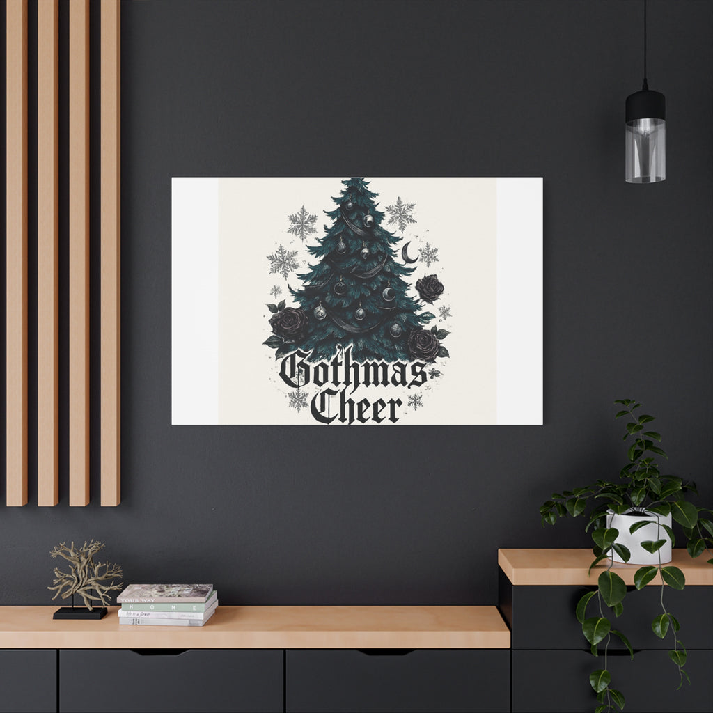 Gothmas Cheer Canvas Art — Gothic Christmas Tree Wall Decor