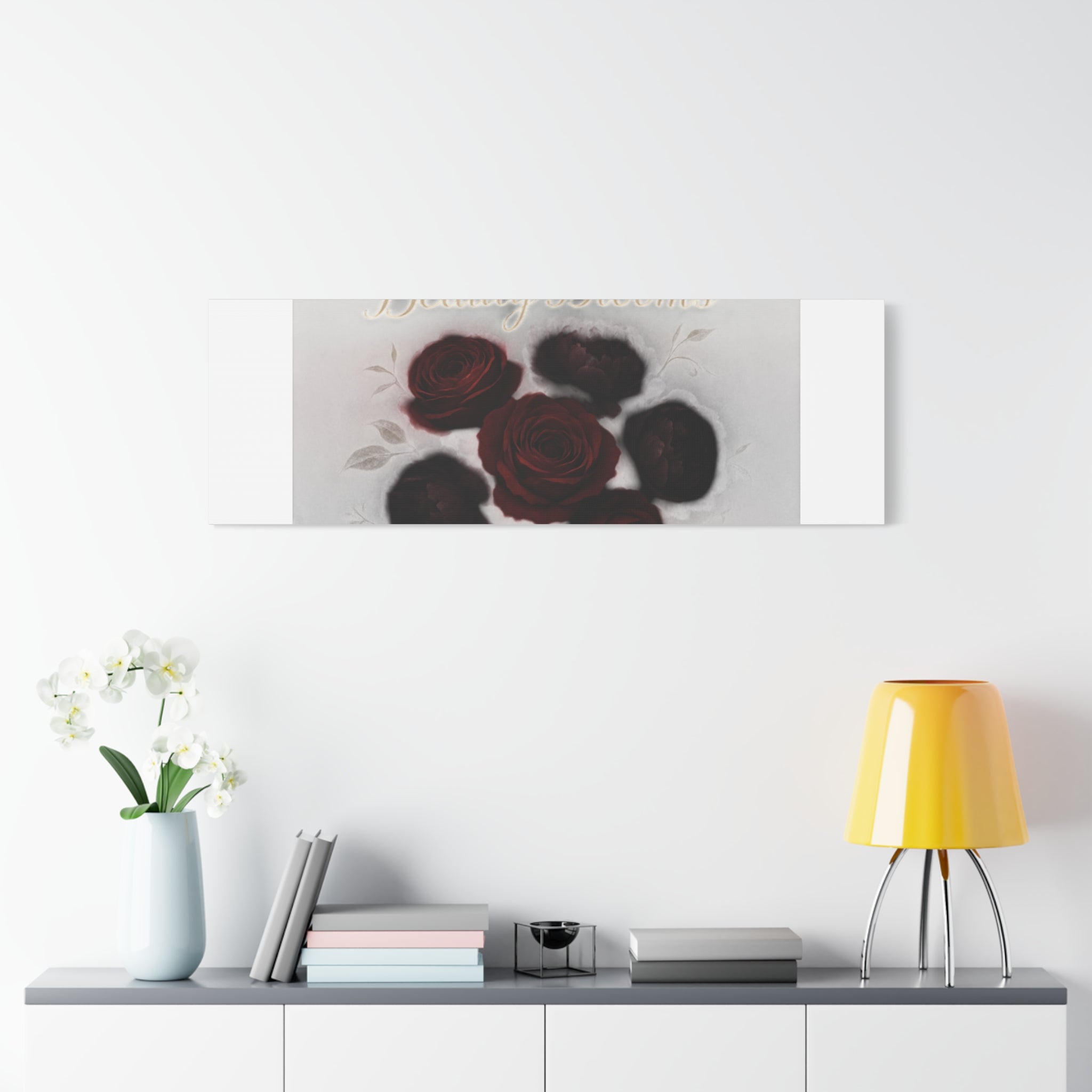 Canvas Wall Art - "In Shadows, Beauty Blooms" Dark Red Roses Stretched 1.25"