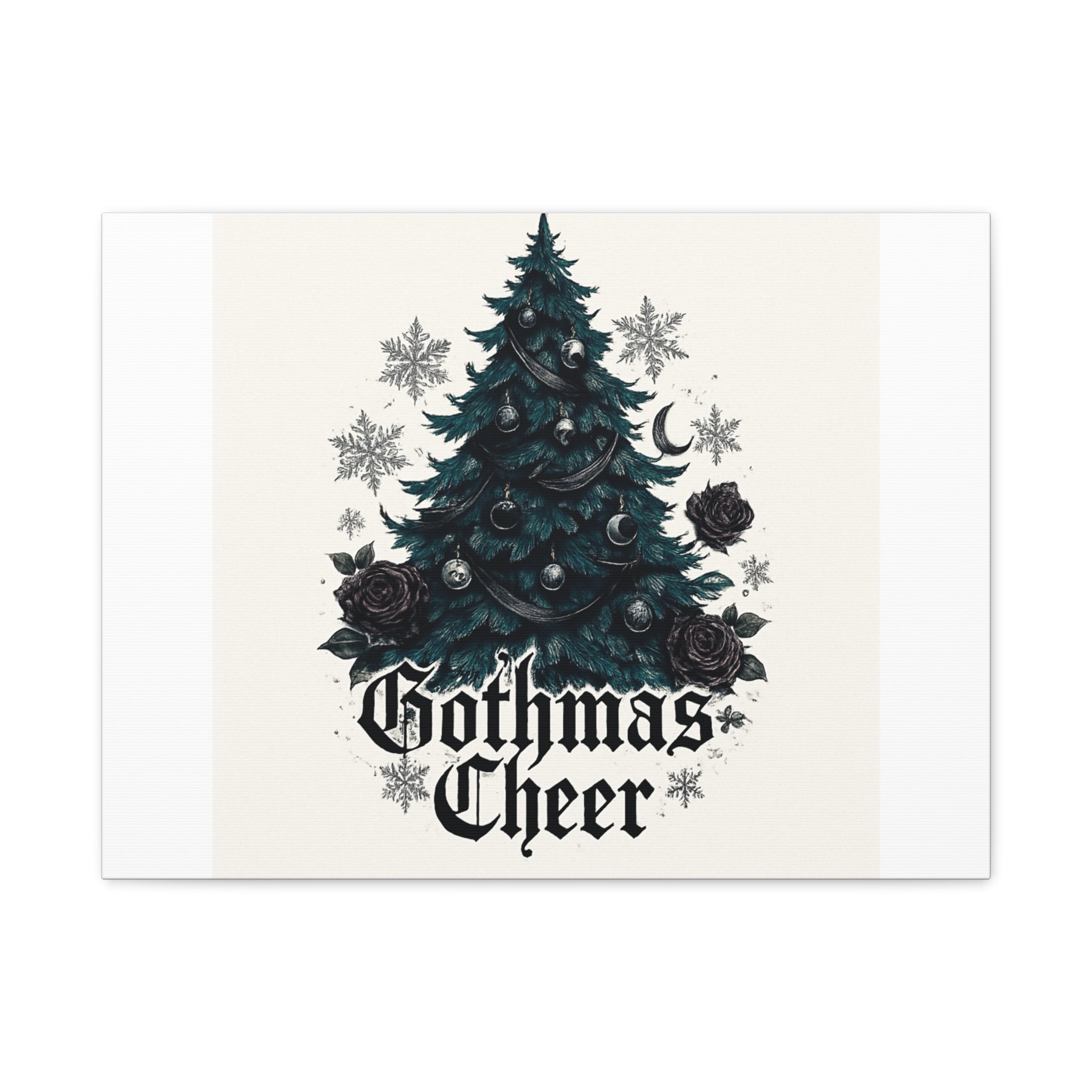 Gothmas Cheer Canvas Art — Gothic Christmas Tree Wall Decor