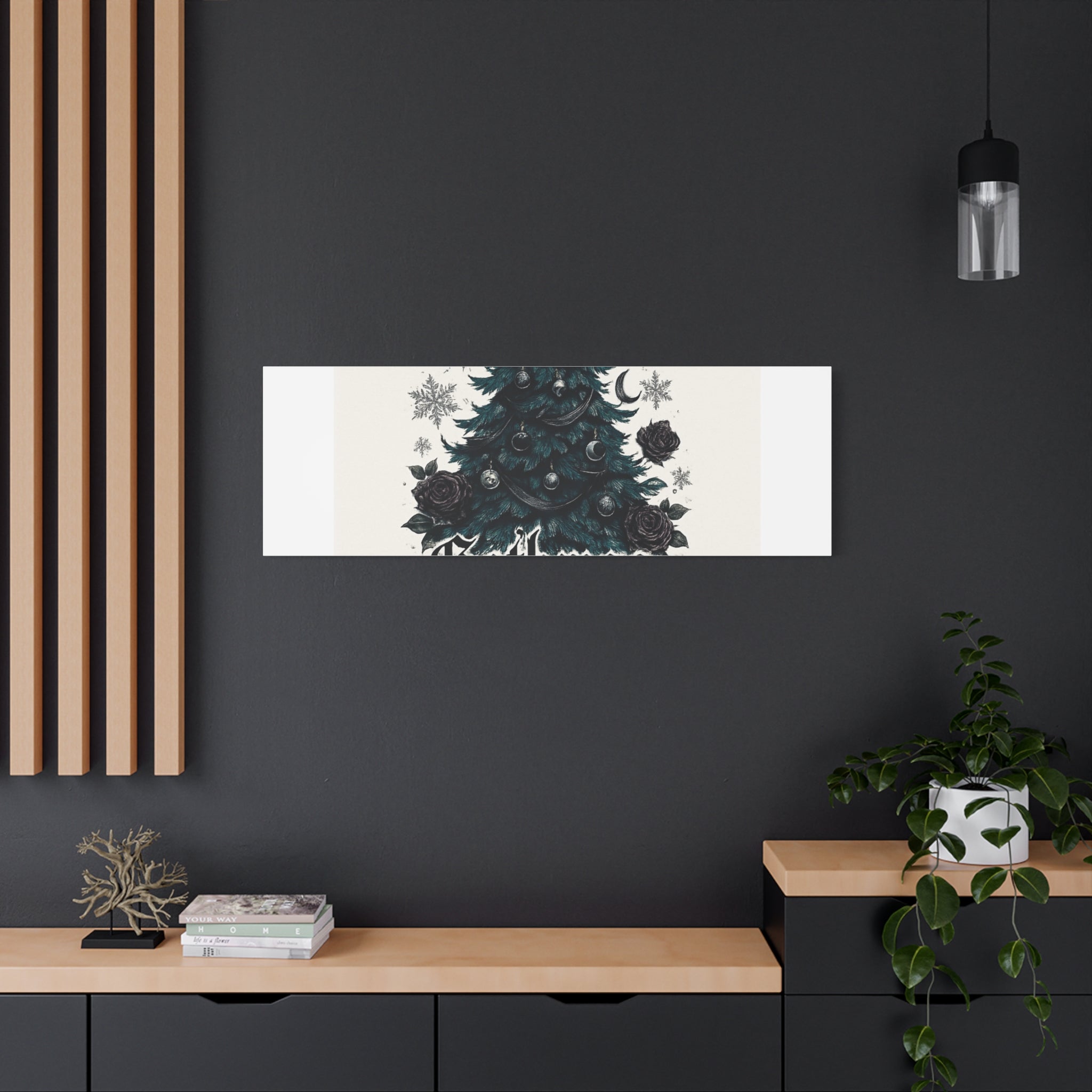 Gothmas Cheer Canvas Art — Gothic Christmas Tree Wall Decor