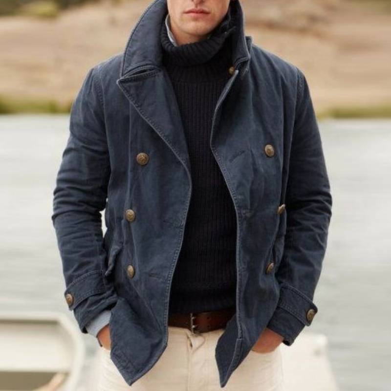 Men Casual Fashion  Lined Solid Color Jacket