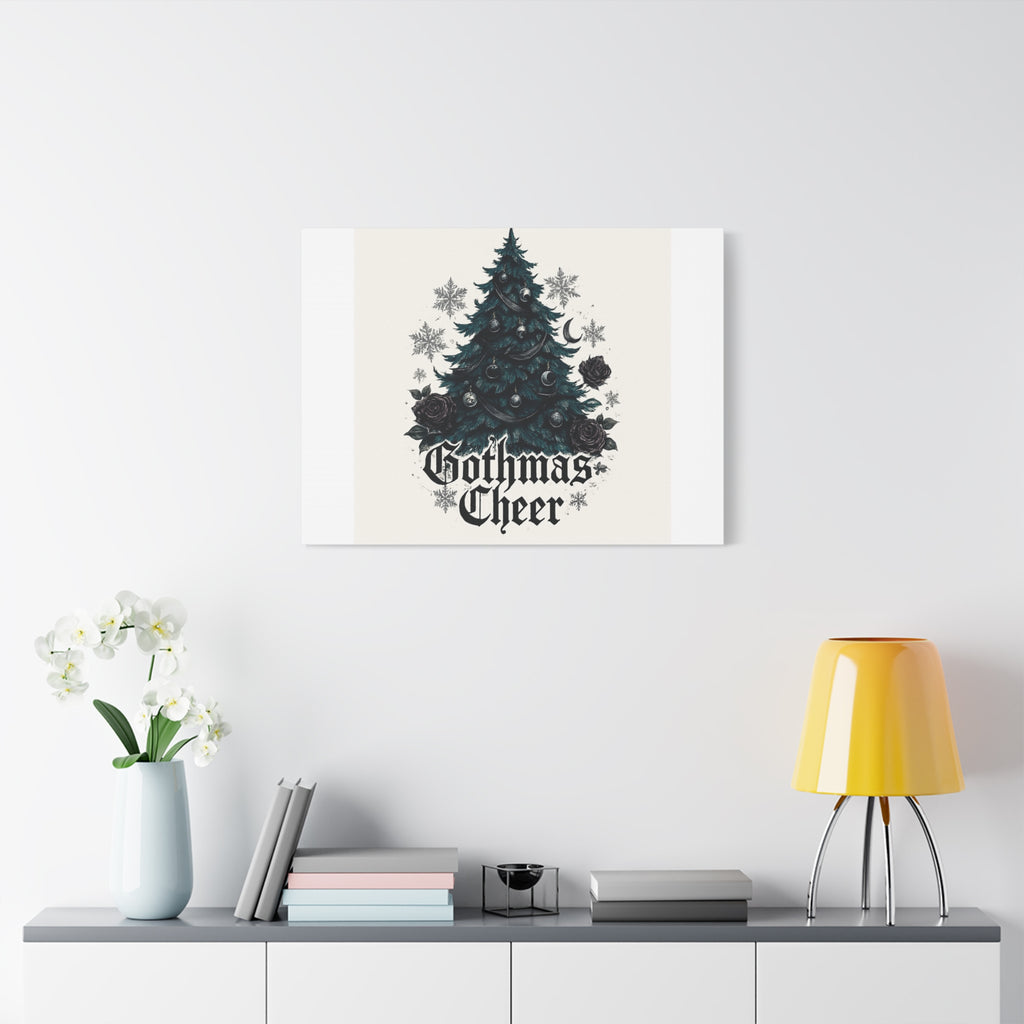 Gothmas Cheer Canvas Art — Gothic Christmas Tree Wall Decor