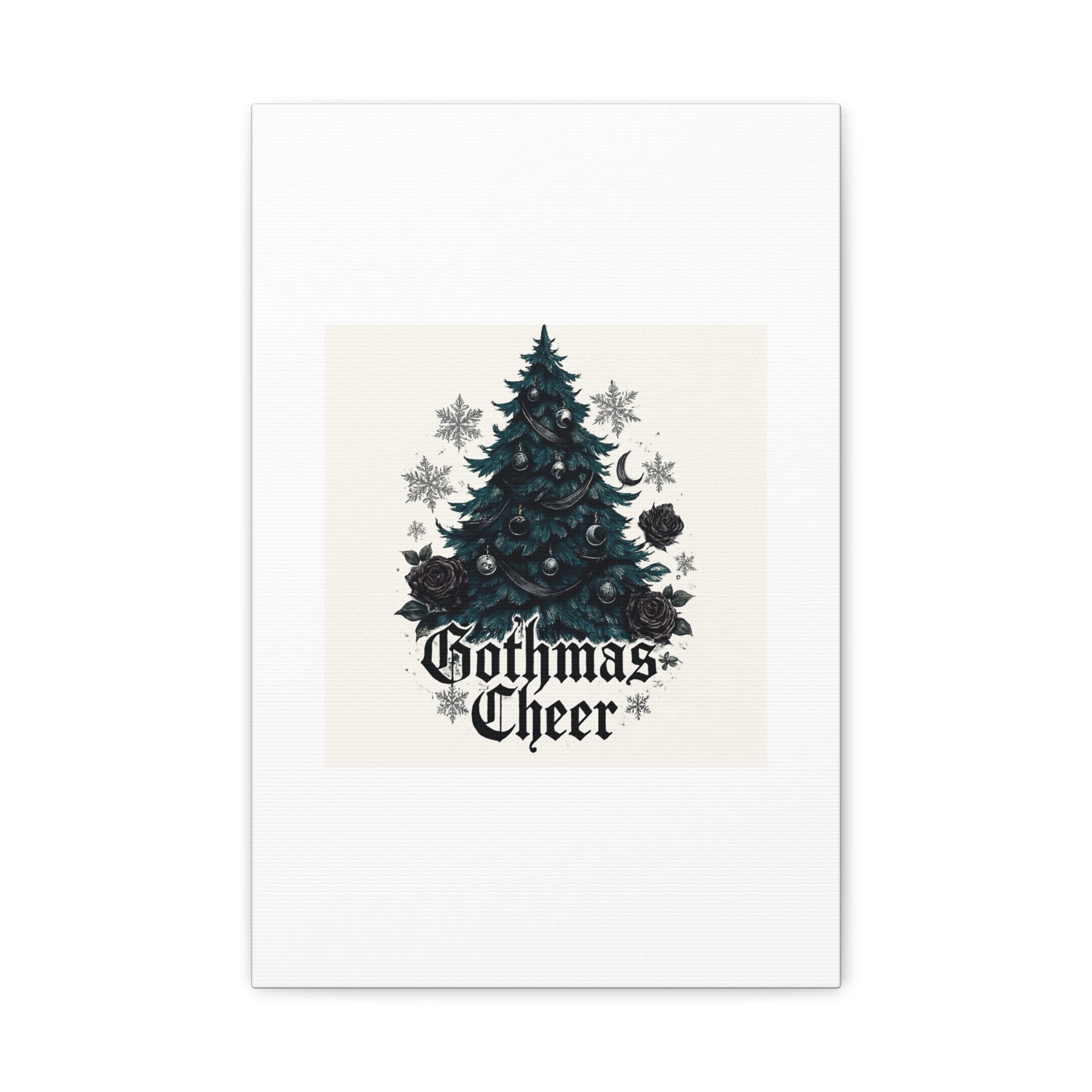 Gothmas Cheer Canvas Art — Gothic Christmas Tree Wall Decor