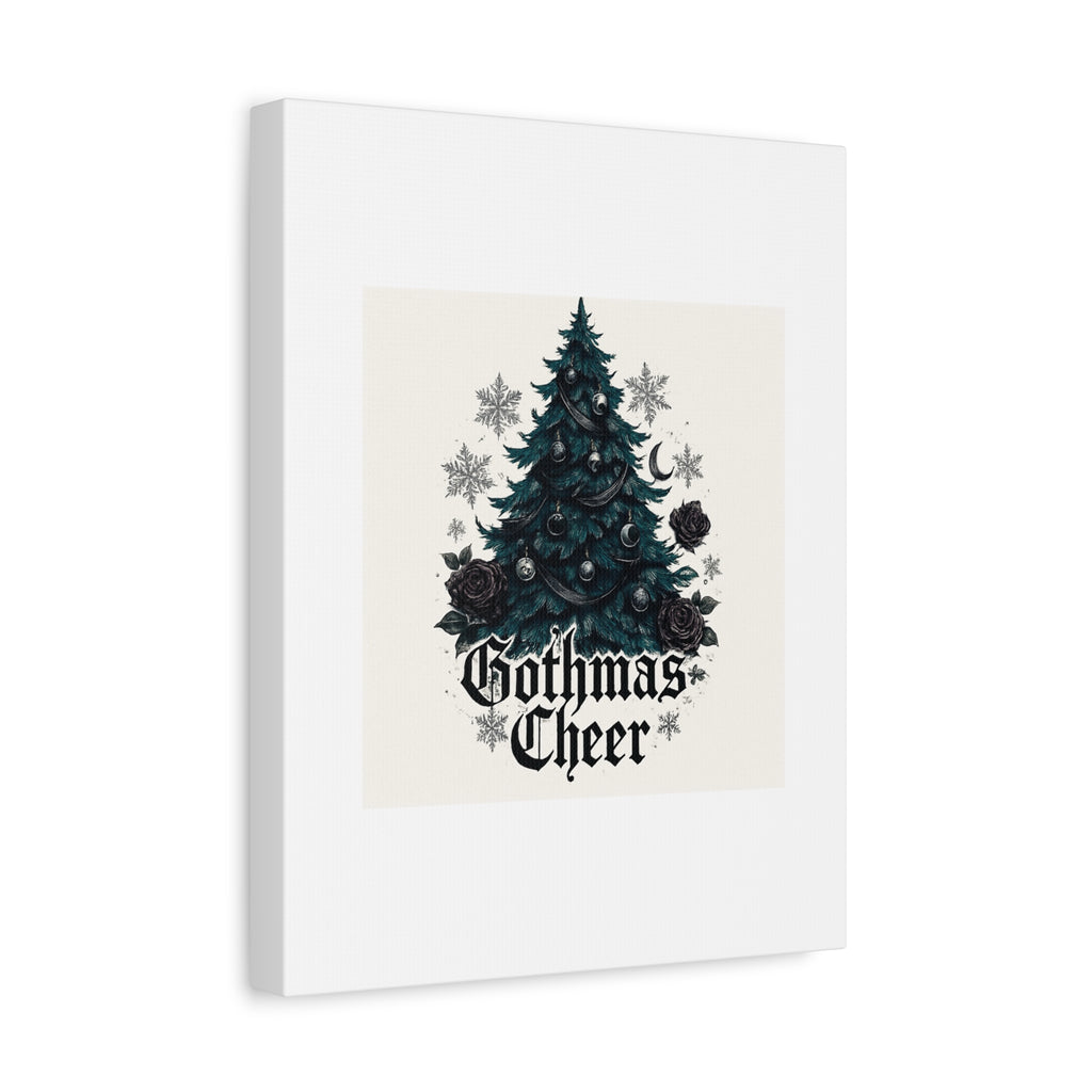 Gothmas Cheer Canvas Art — Gothic Christmas Tree Wall Decor
