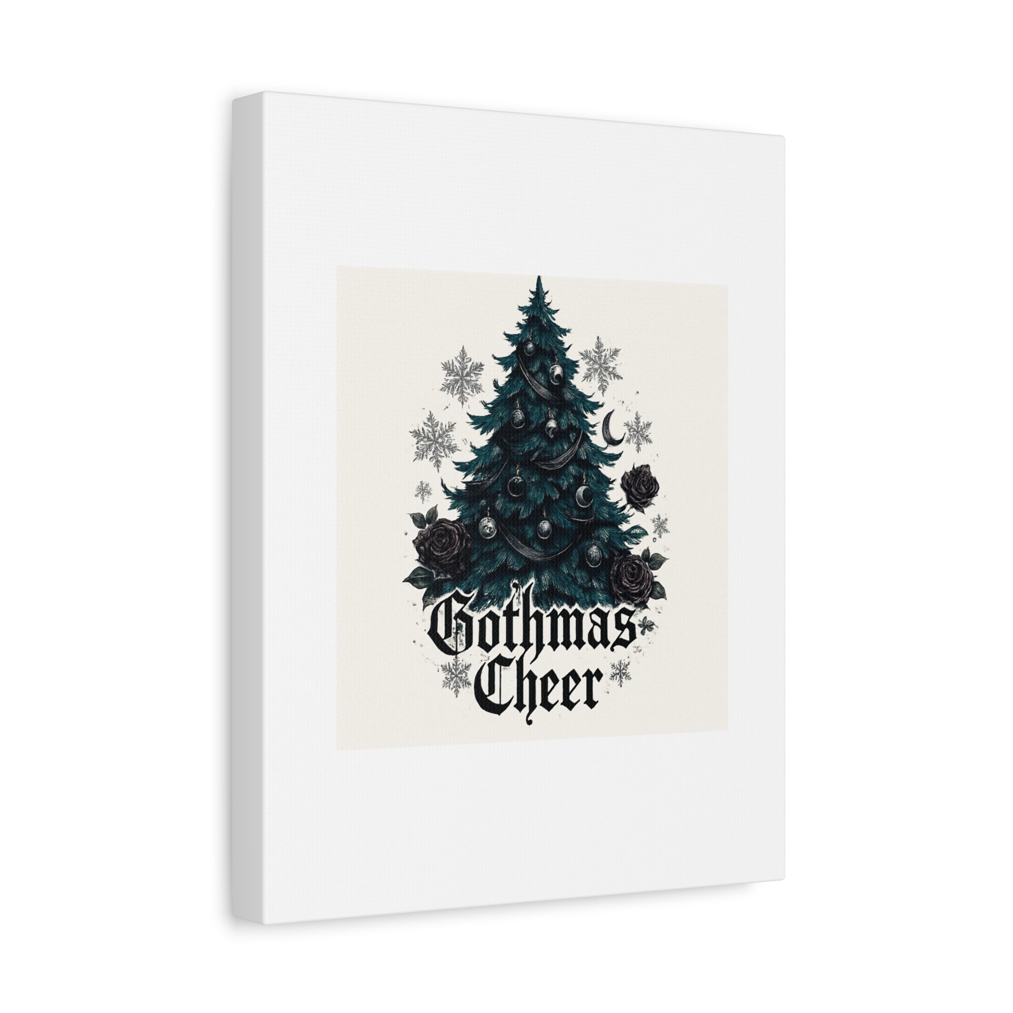 Gothmas Cheer Canvas Art — Gothic Christmas Tree Wall Decor