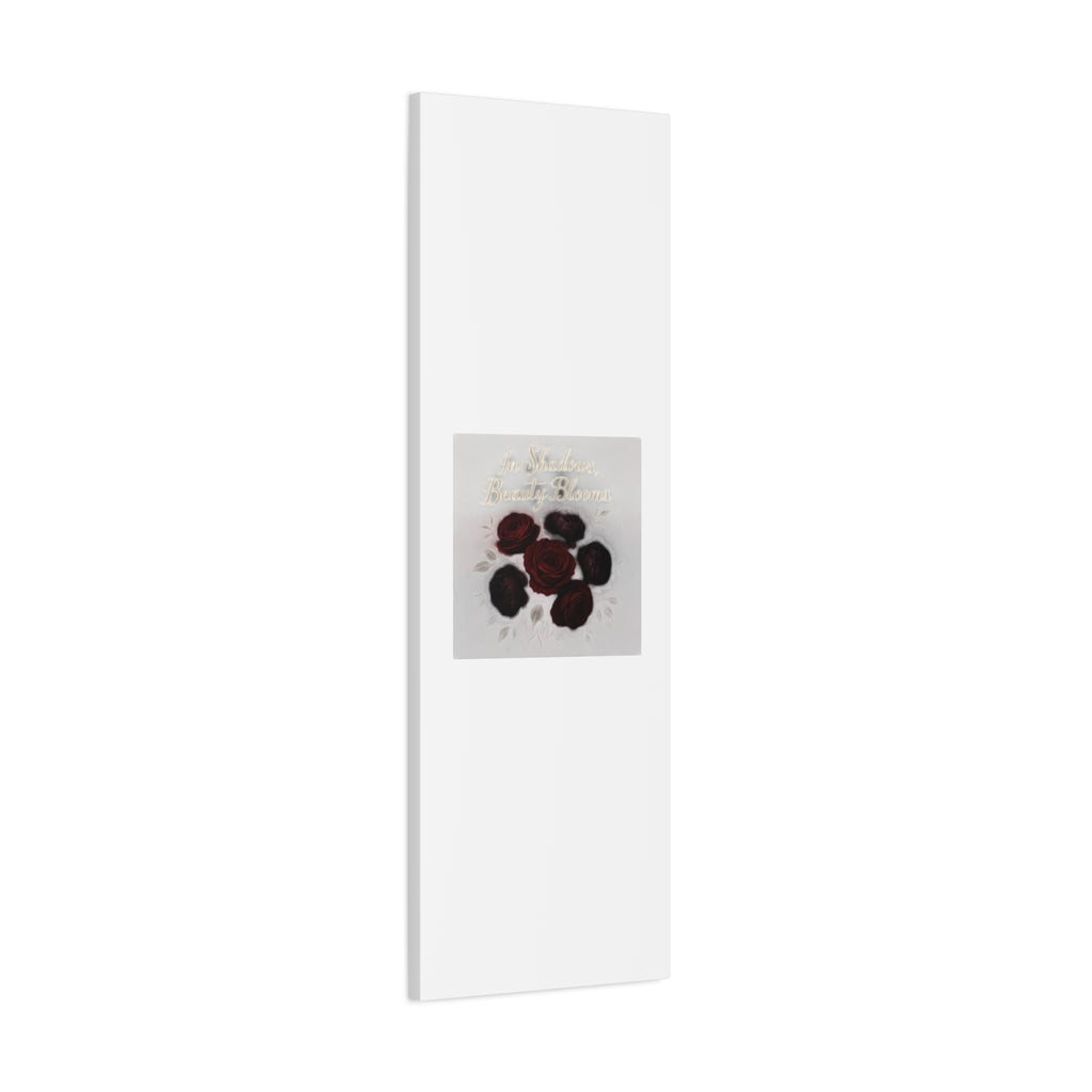 Canvas Wall Art - "In Shadows, Beauty Blooms" Dark Red Roses Stretched 1.25"