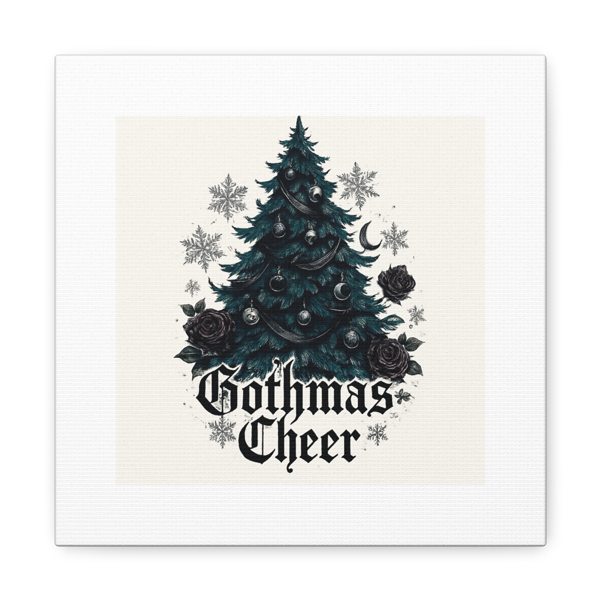 Gothmas Cheer Canvas Art — Gothic Christmas Tree Wall Decor