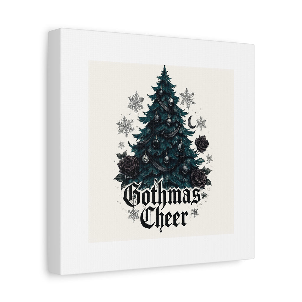 Gothmas Cheer Canvas Art — Gothic Christmas Tree Wall Decor