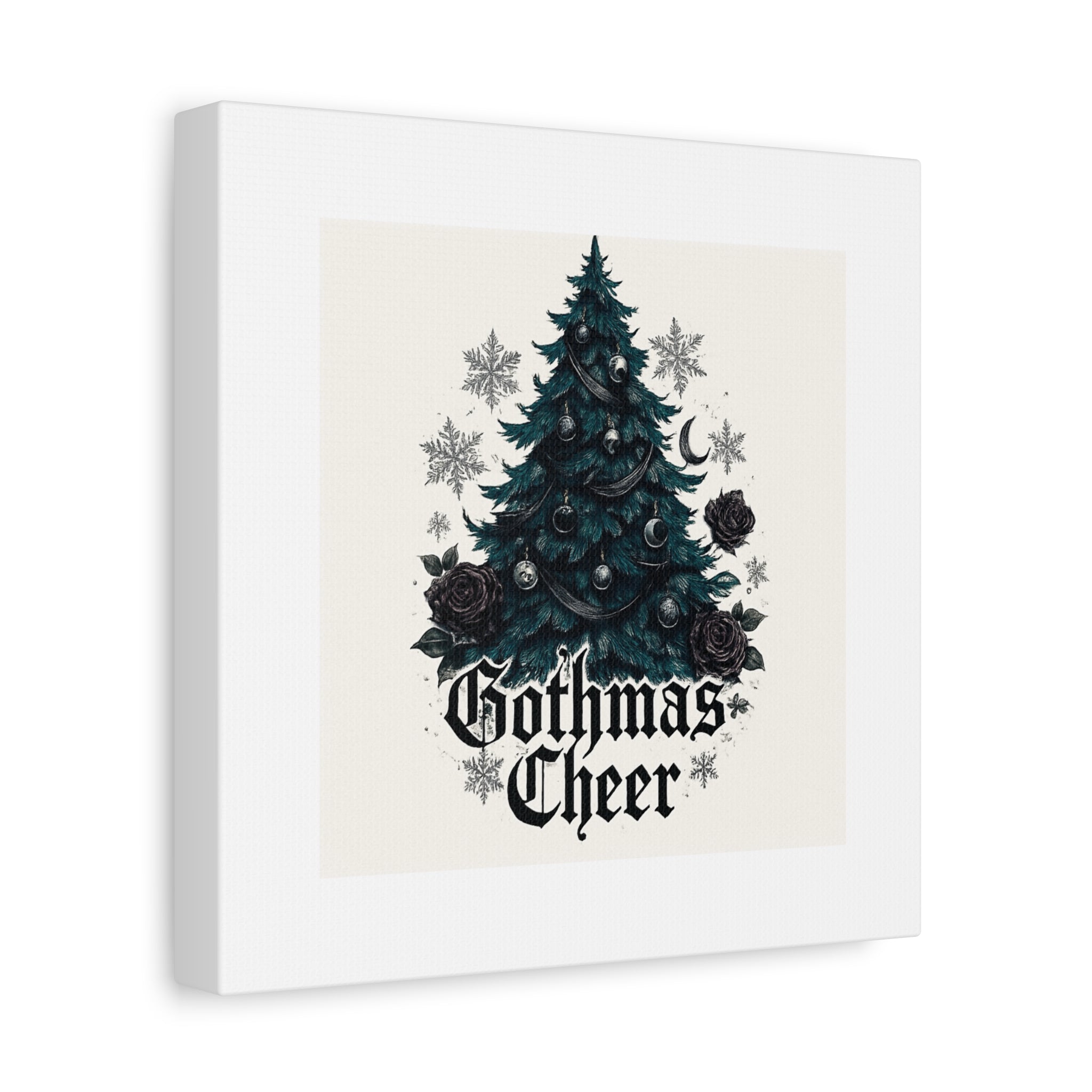 Gothmas Cheer Canvas Art — Gothic Christmas Tree Wall Decor