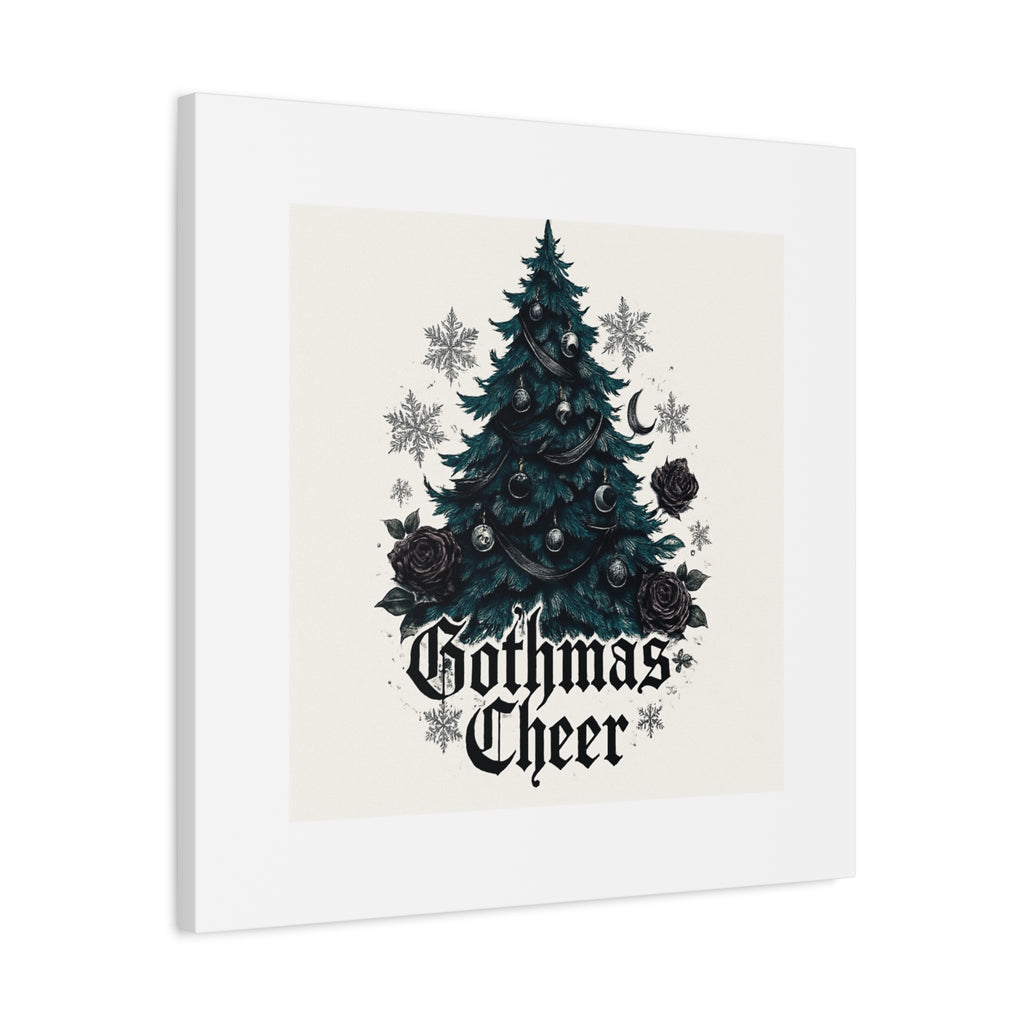 Gothmas Cheer Canvas Art — Gothic Christmas Tree Wall Decor