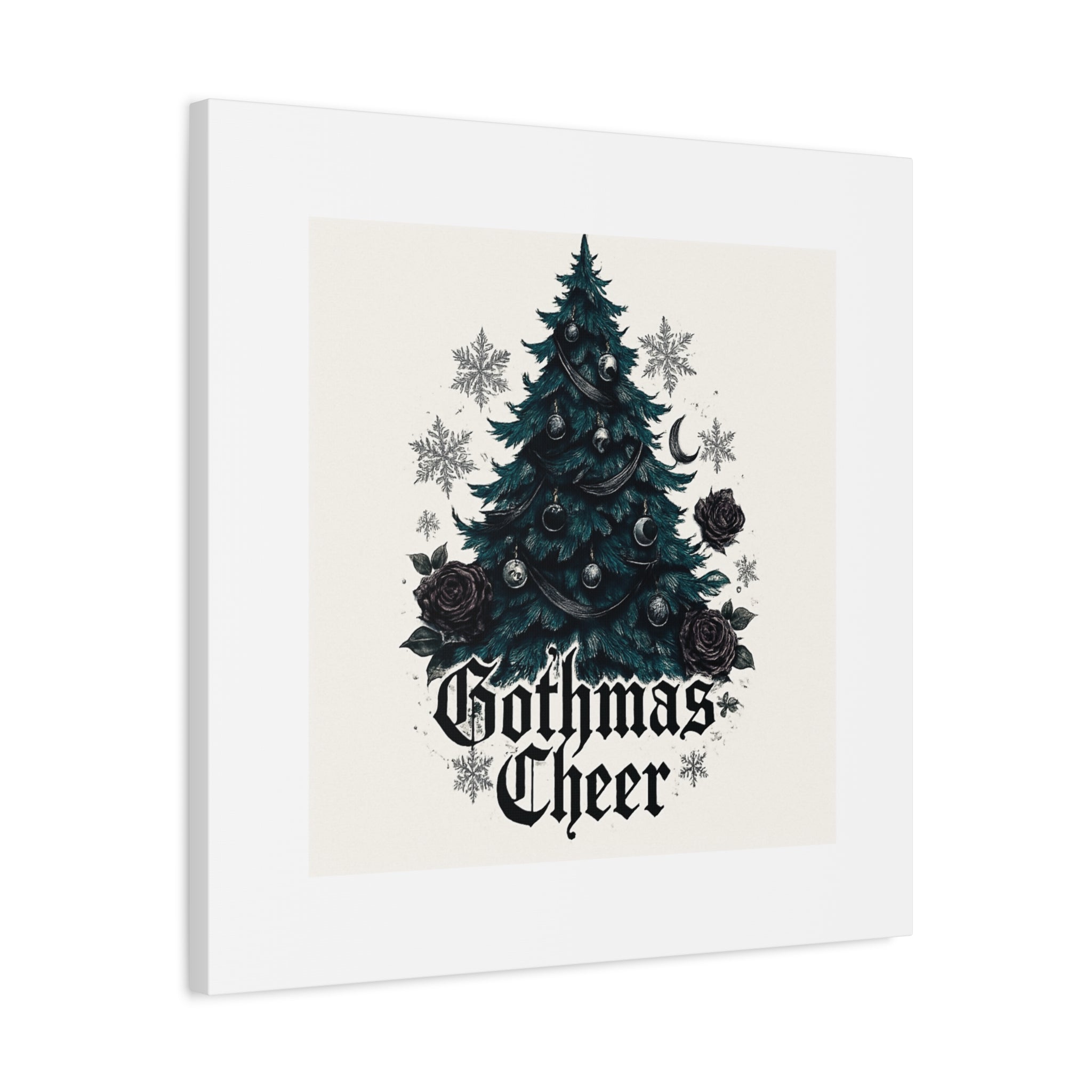 Gothmas Cheer Canvas Art — Gothic Christmas Tree Wall Decor