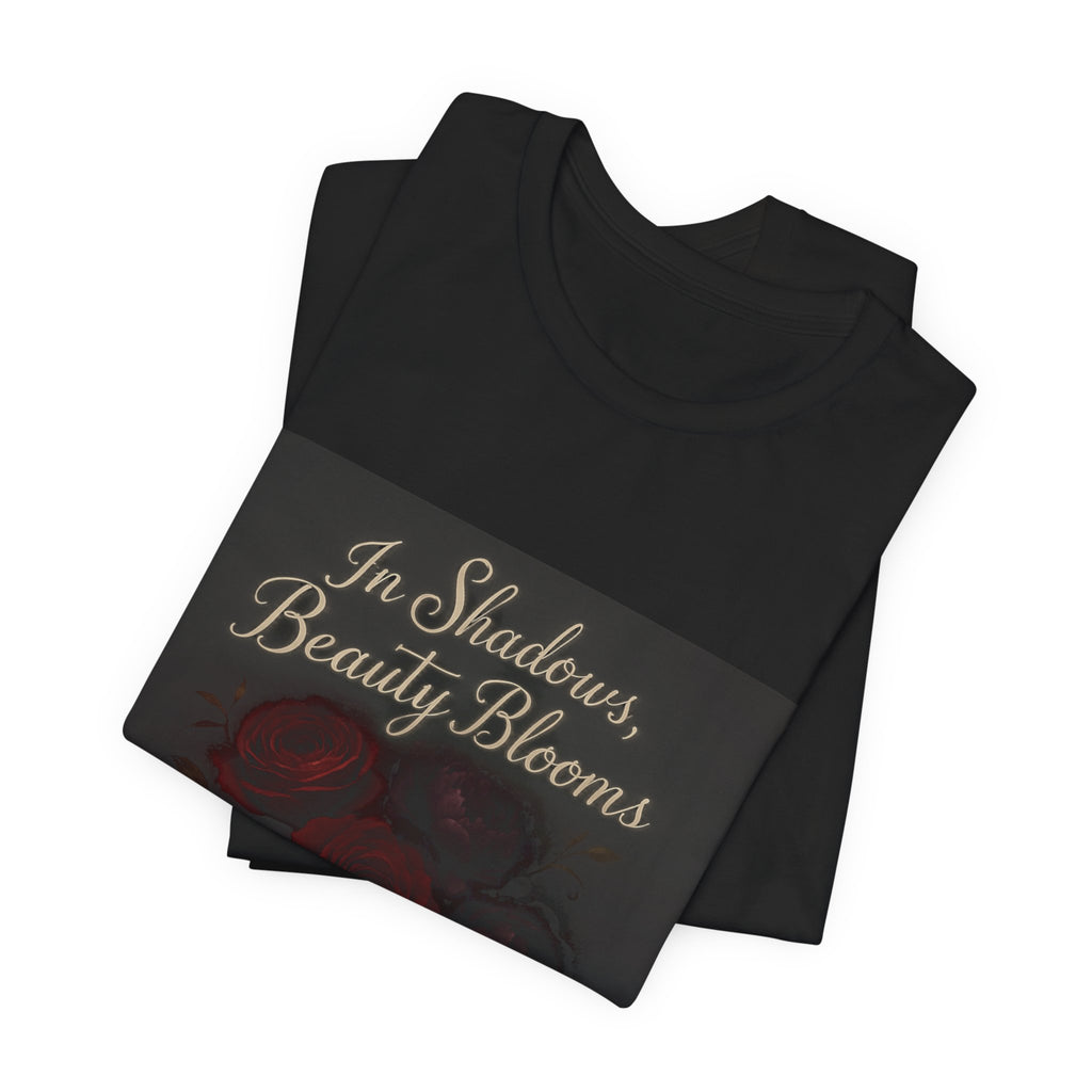 Floral Remembrance Tee — 'In Shadow, Bravery Grows' Short Sleeve Shirt