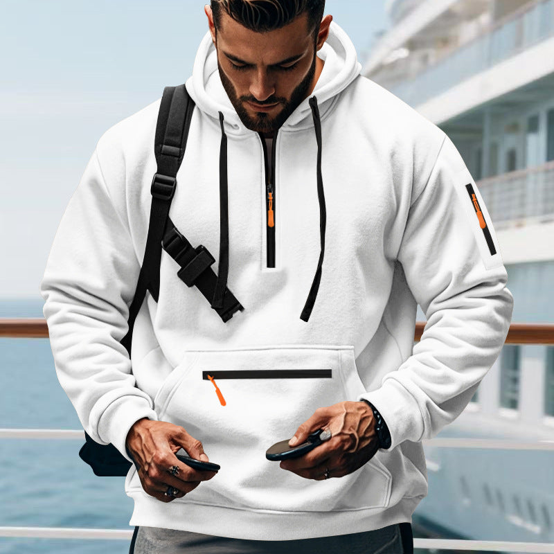 Casual Men's Sports Cargo Hoodie Regular Sleeve