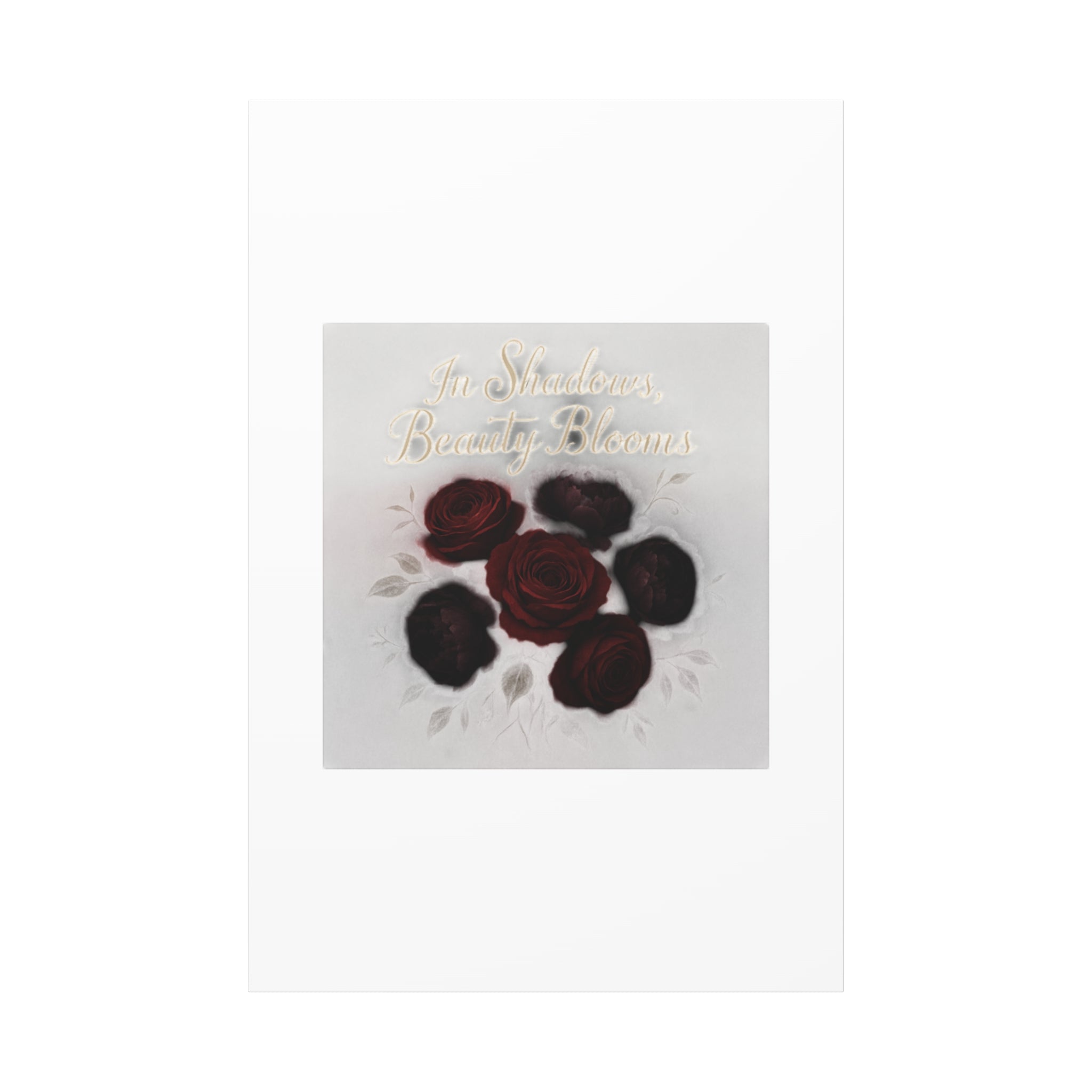 Canvas Wall Art - "In Shadows, Beauty Blooms" Dark Red Roses Stretched 1.25"