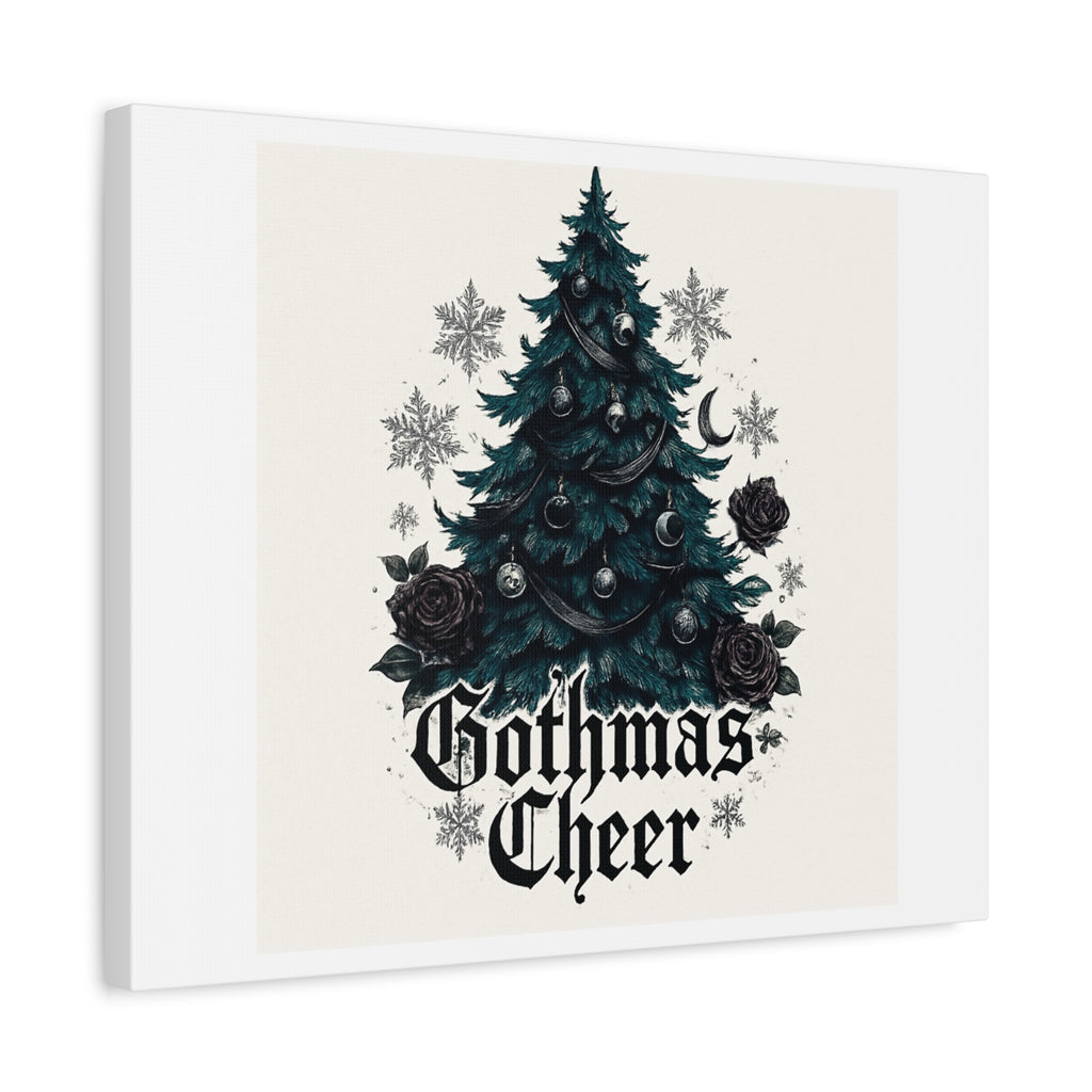 Gothmas Cheer Canvas Art — Gothic Christmas Tree Wall Decor