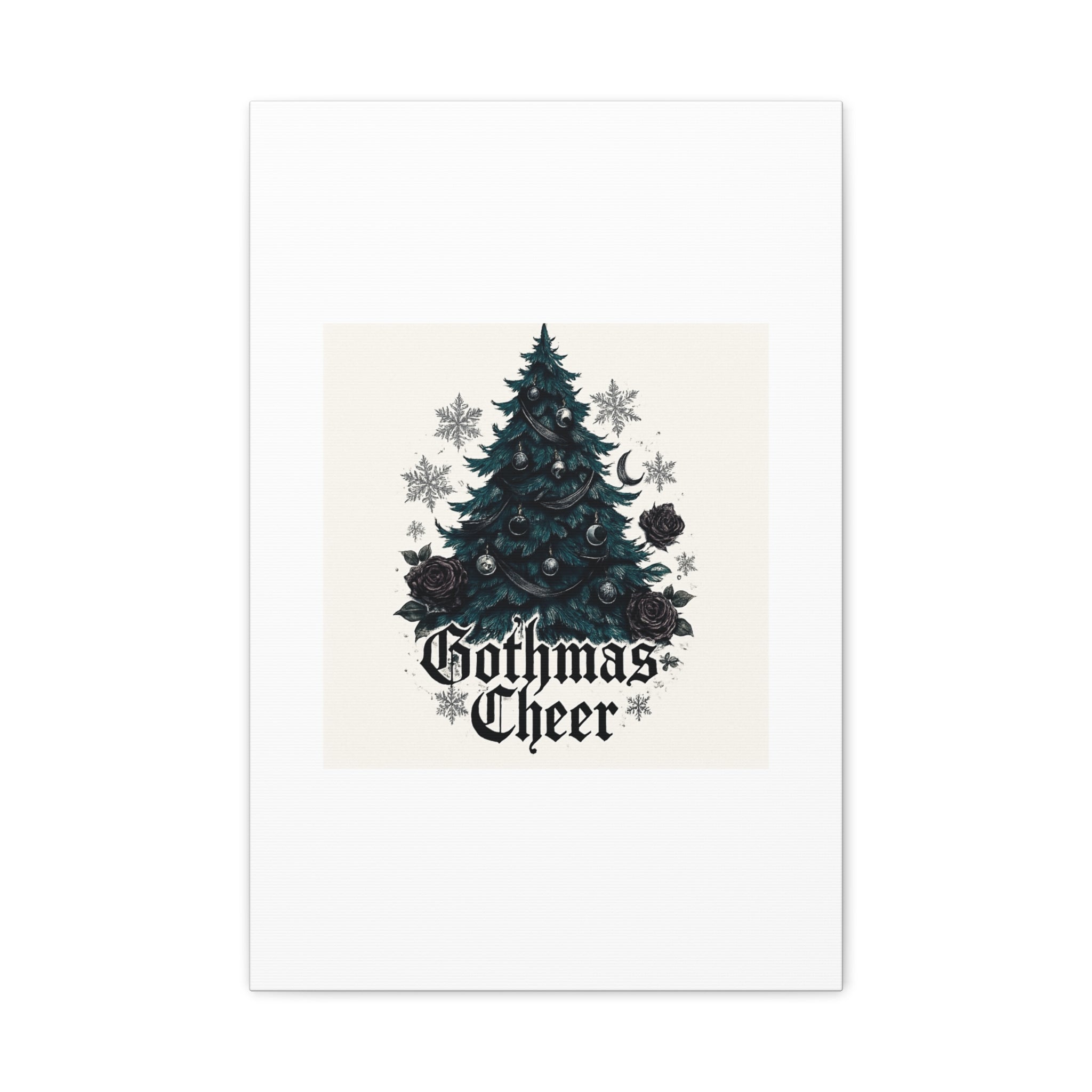 Gothmas Cheer Canvas Art — Gothic Christmas Tree Wall Decor