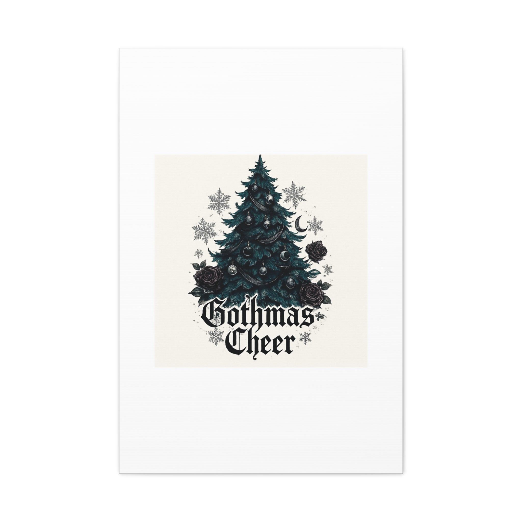 Gothmas Cheer Canvas Art — Gothic Christmas Tree Wall Decor