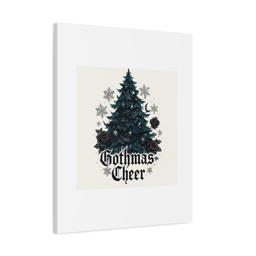 Gothmas Cheer Canvas Art — Gothic Christmas Tree Wall Decor