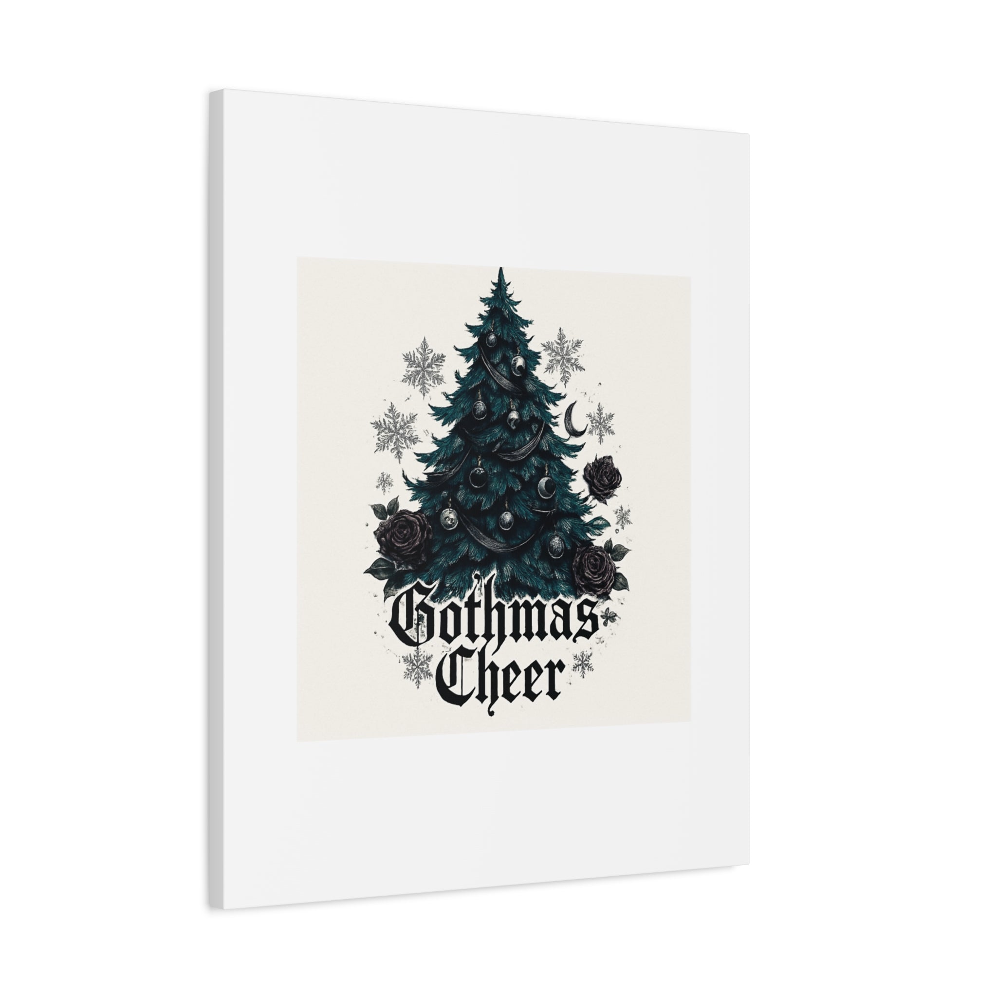 Gothmas Cheer Canvas Art — Gothic Christmas Tree Wall Decor